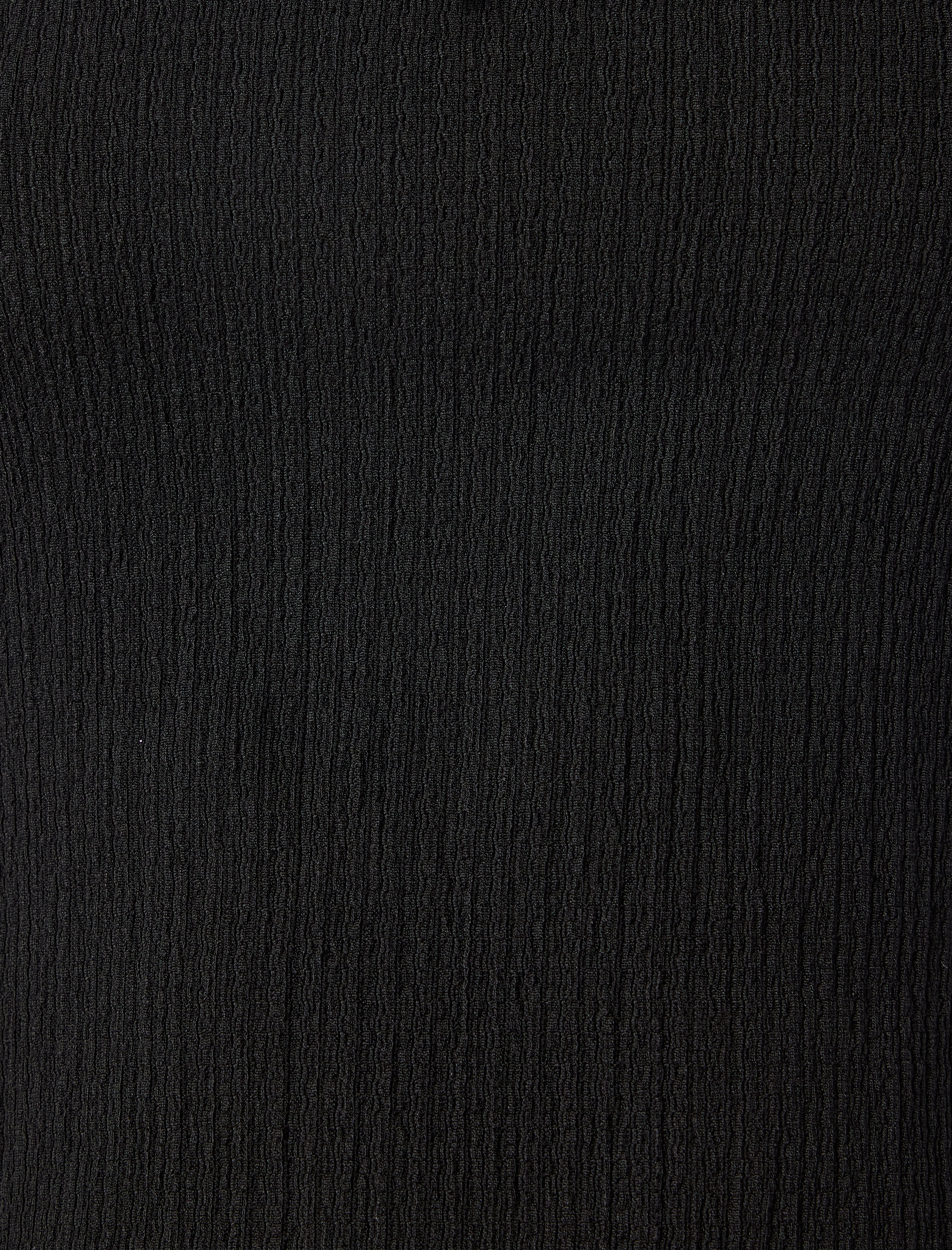   Crop Tişört Uzun Kollu Fiyonklu Slim Fit Kare Yaka Bürümcük