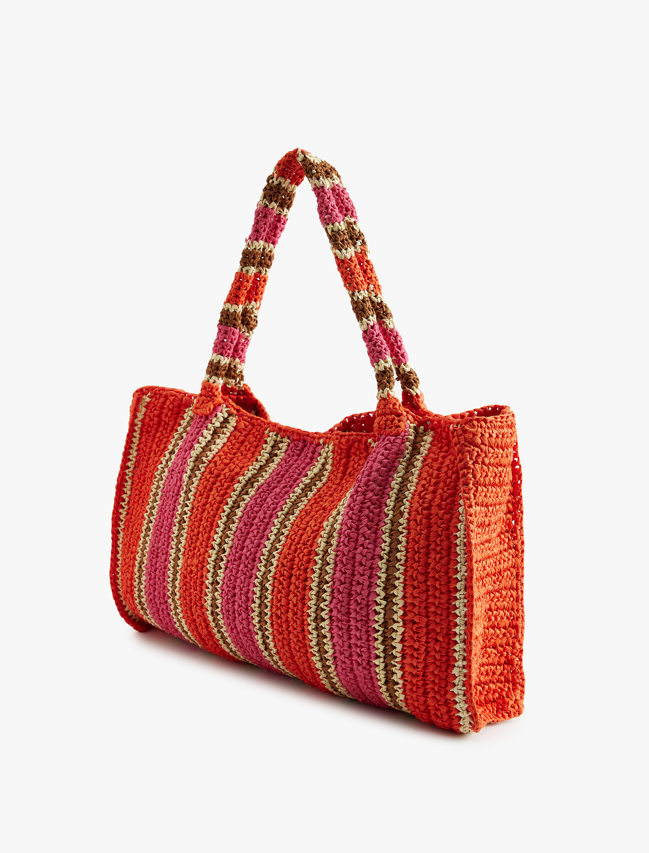  Kadın Hasır Çanta Çizgili Çok Renkli - Koton X Melis Ağazat