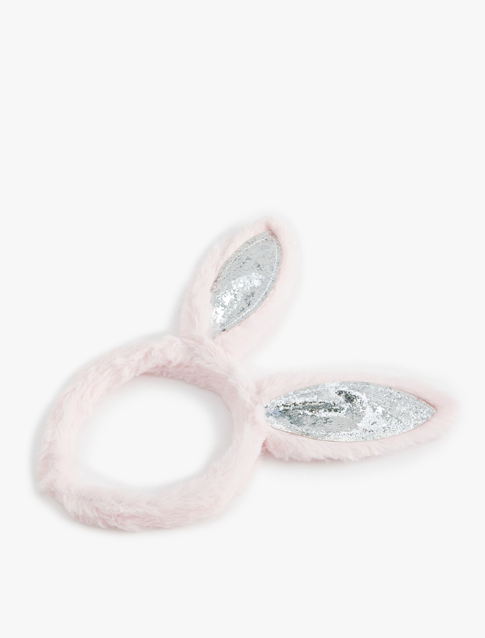 Kız Çocuk Peluş Taç Tavşan Kulak Aplike Detaylı Pullu Payetli