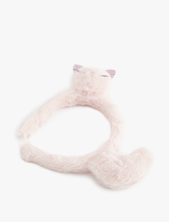 Kız Çocuk Peluş Taç Kulak Aplike Detaylı