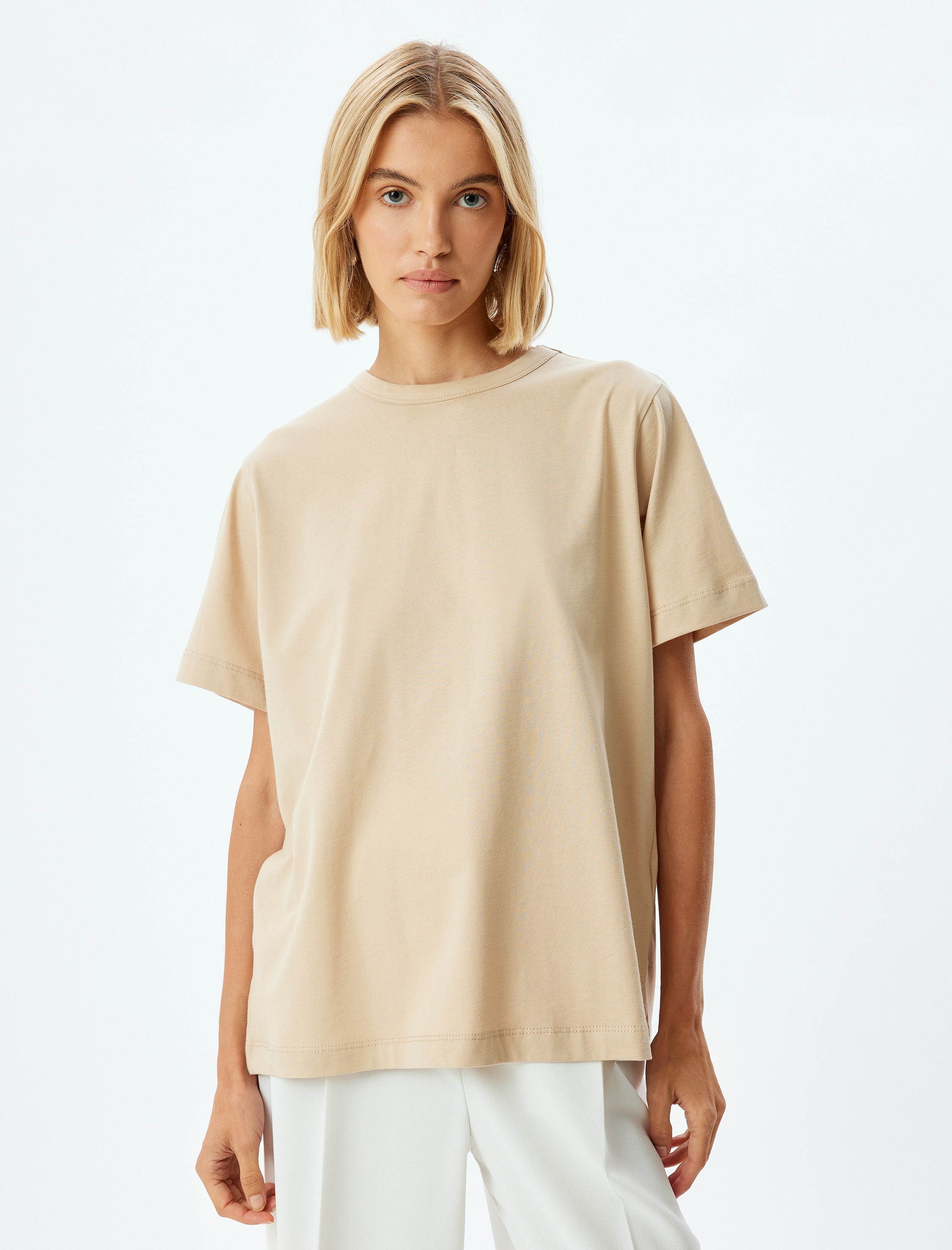   Bisiklet Yaka Kısa Kollu Pamuklu Basic Tişört