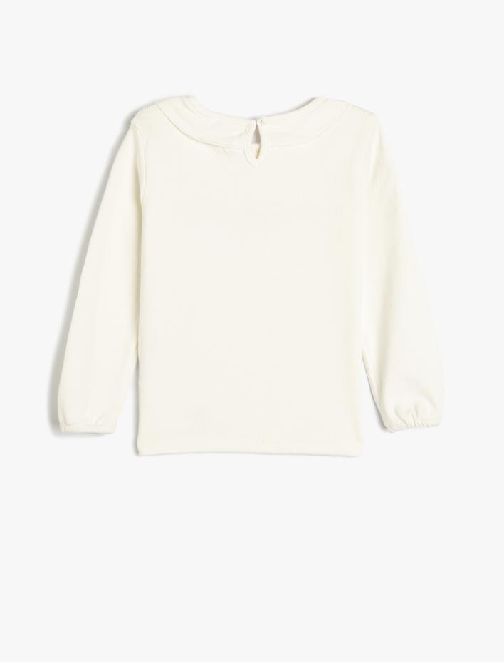 Kız Bebek Slogan İşlemeli Pamuklu Uzun Kollu Tişört