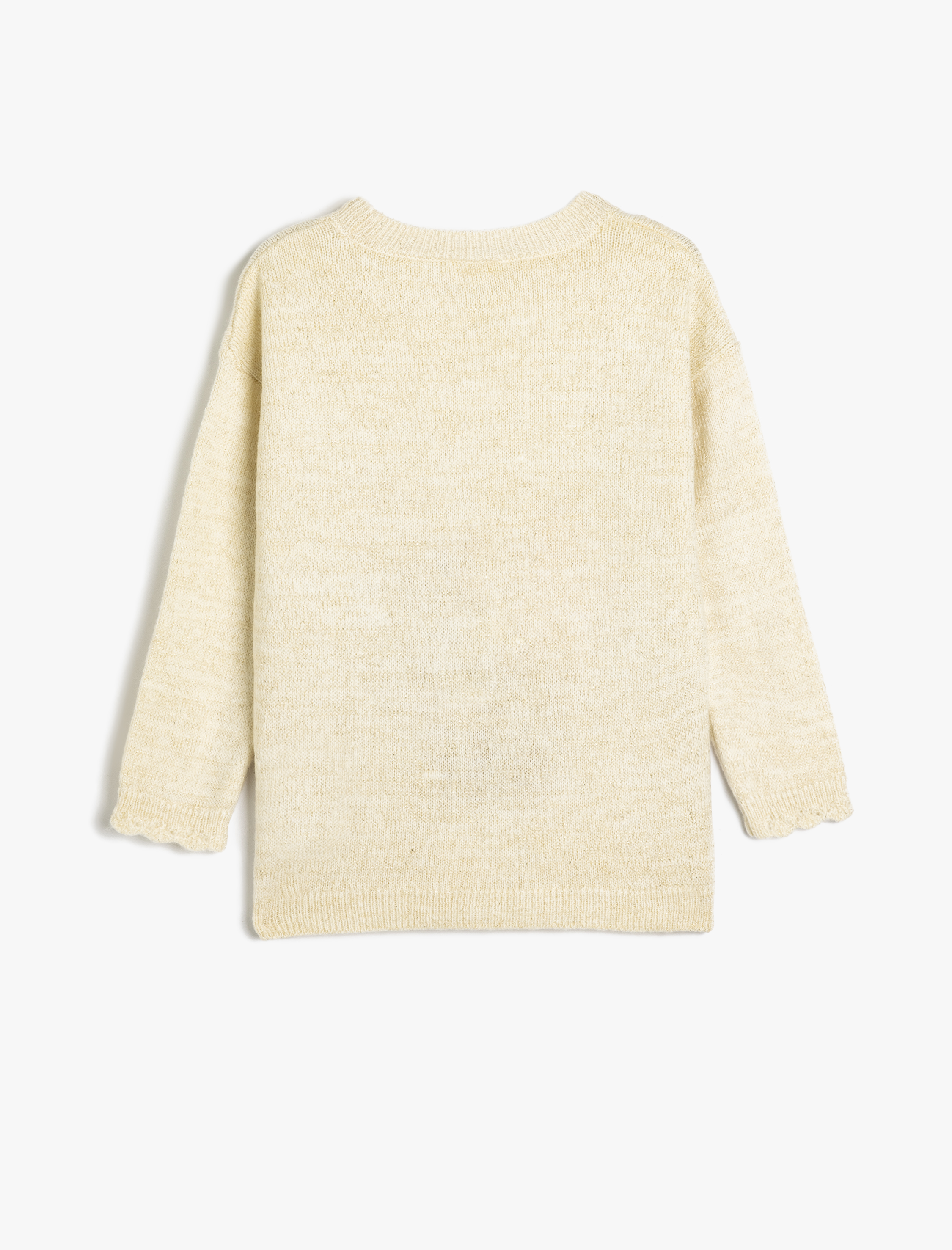  Kız Çocuk Pullu Payetli Geyik İşlemeli Uzun Kollu Triko Kazak