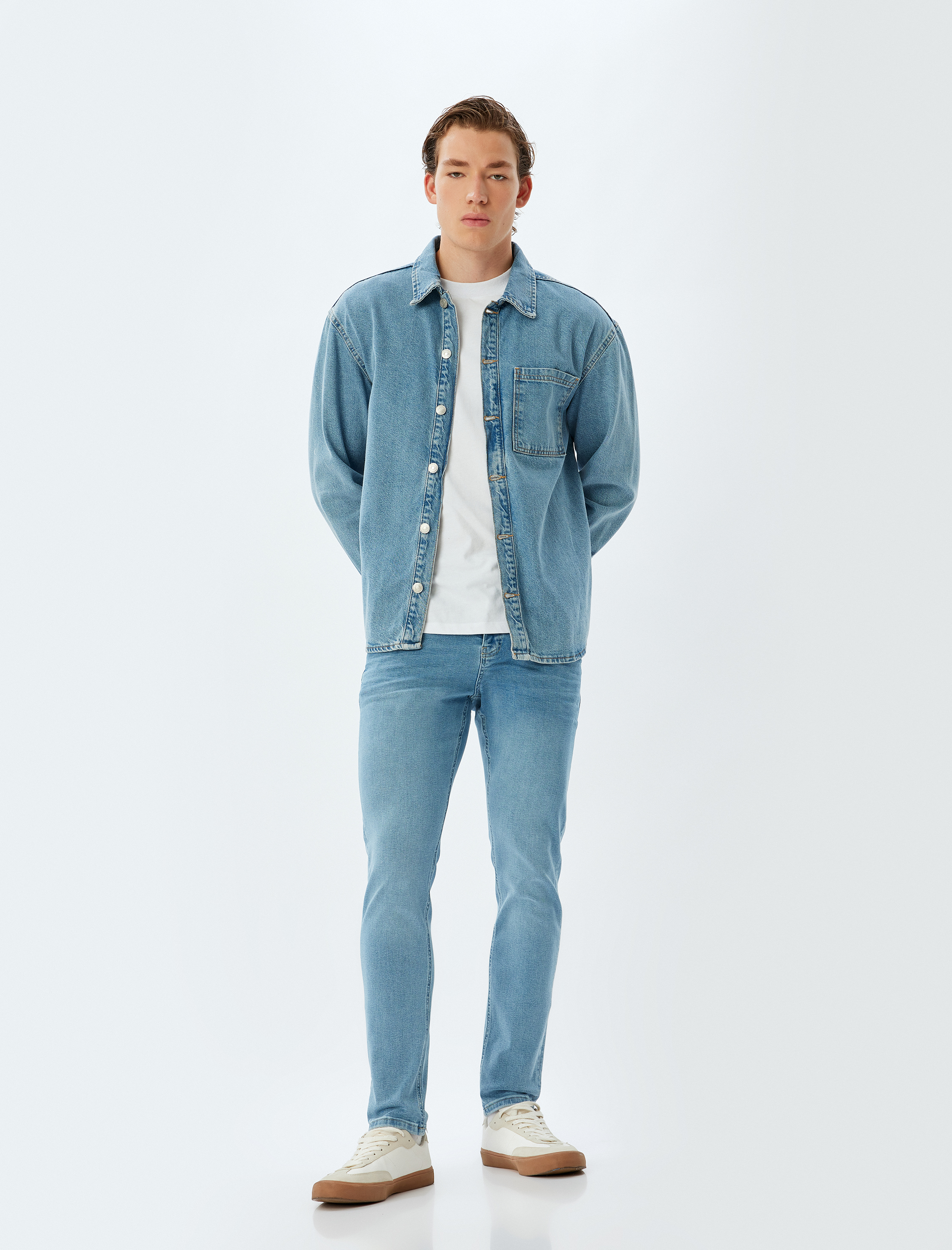 Düğmeli Standart Bel Skinny Fit Kot Pantolon - Michael Jean