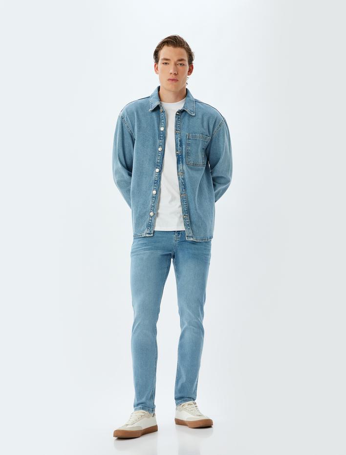  Düğmeli Standart Bel Skinny Fit Kot Pantolon - Michael Jean