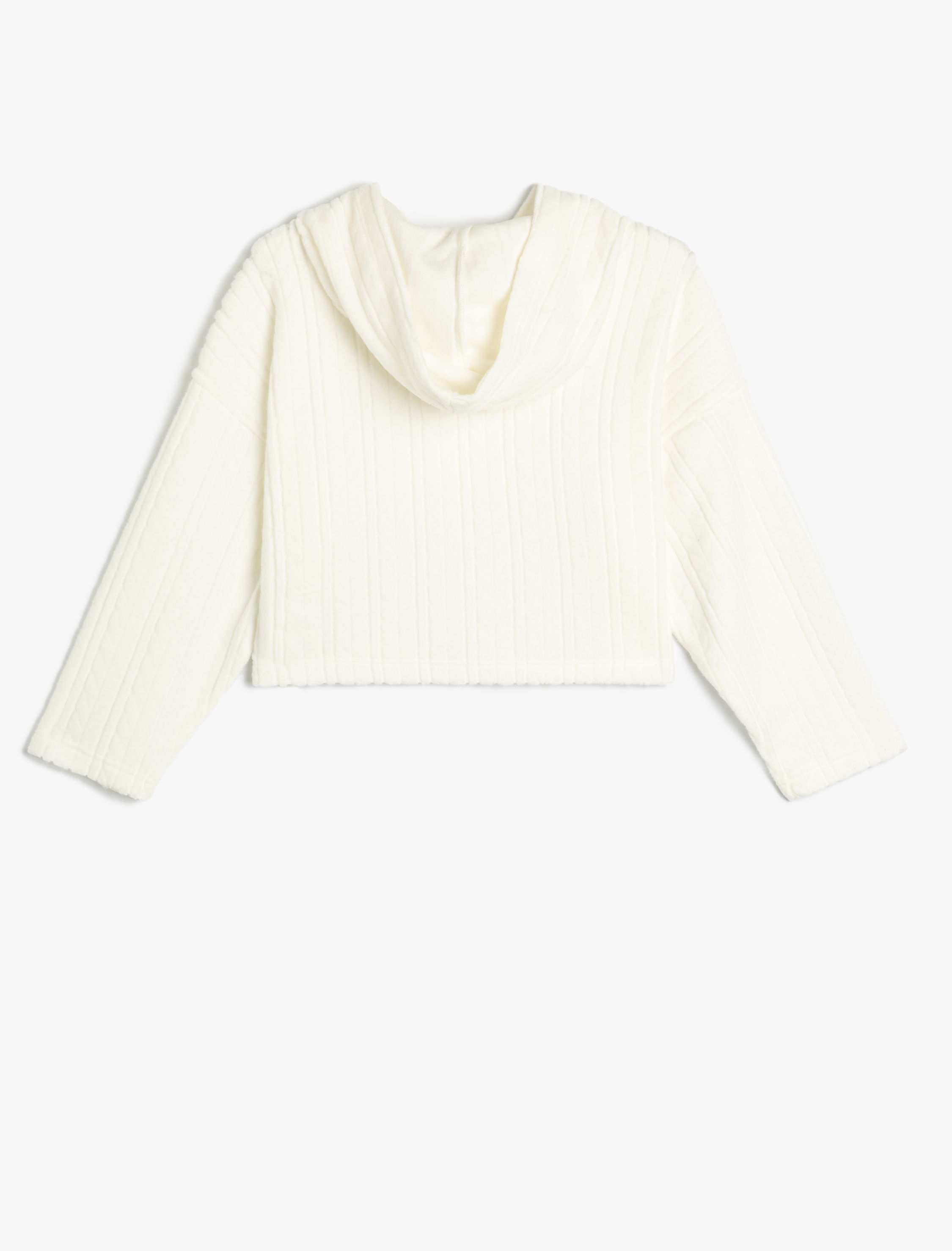  Kız Çocuk Crop Sweatshirt Kapşonlu Dokulu