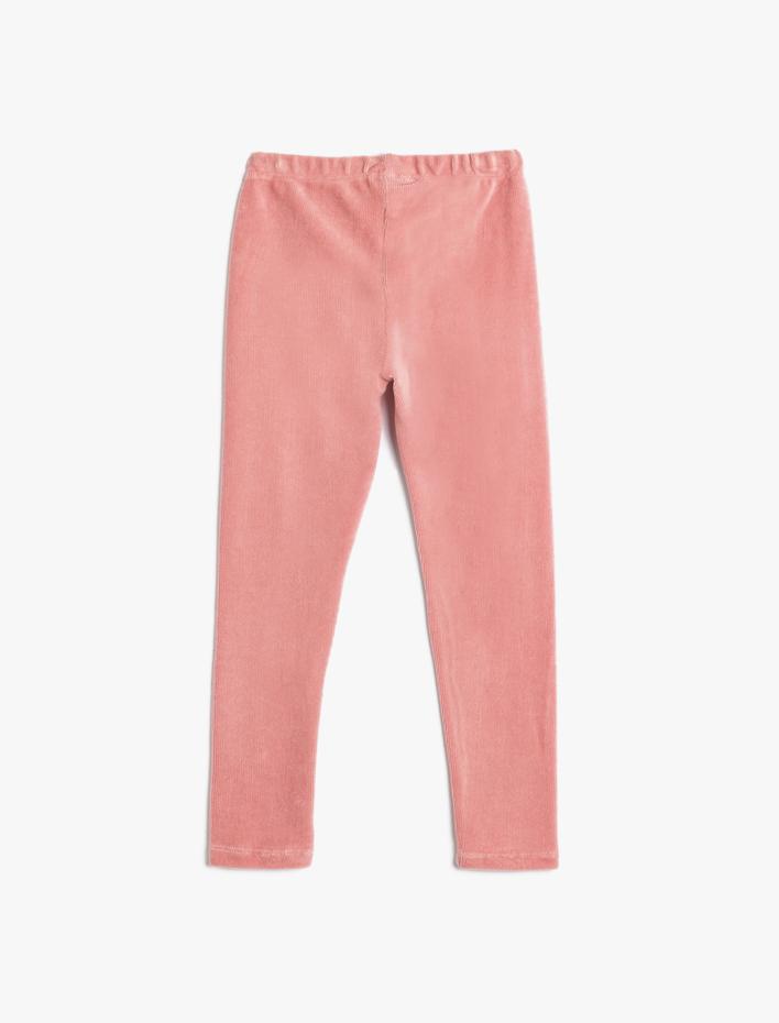 Kız Çocuk Basic Kadife Tayt Fitilli Beli Lastikli Pamuk Karışımlı