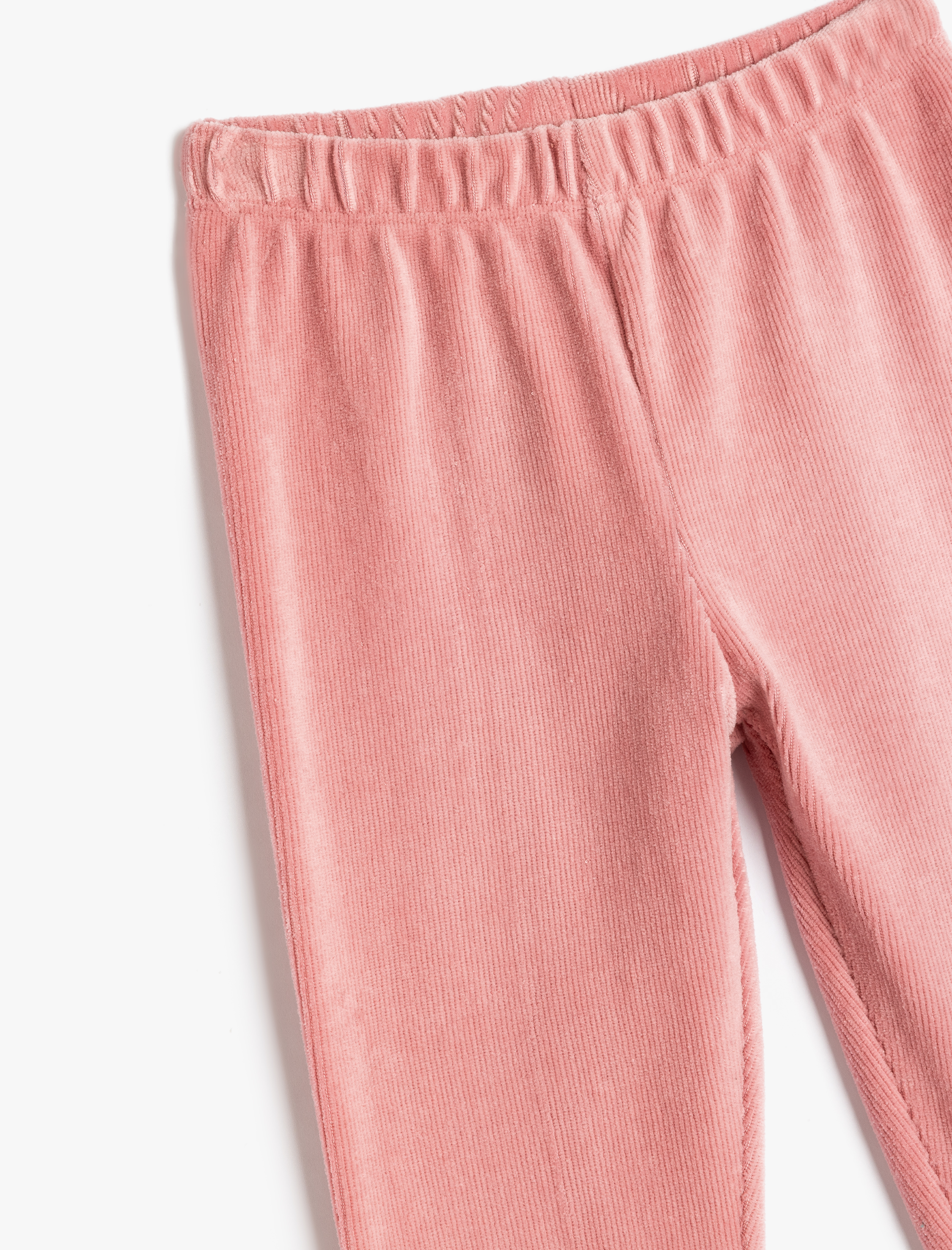  Kız Çocuk Basic Kadife Tayt Fitilli Beli Lastikli Pamuk Karışımlı