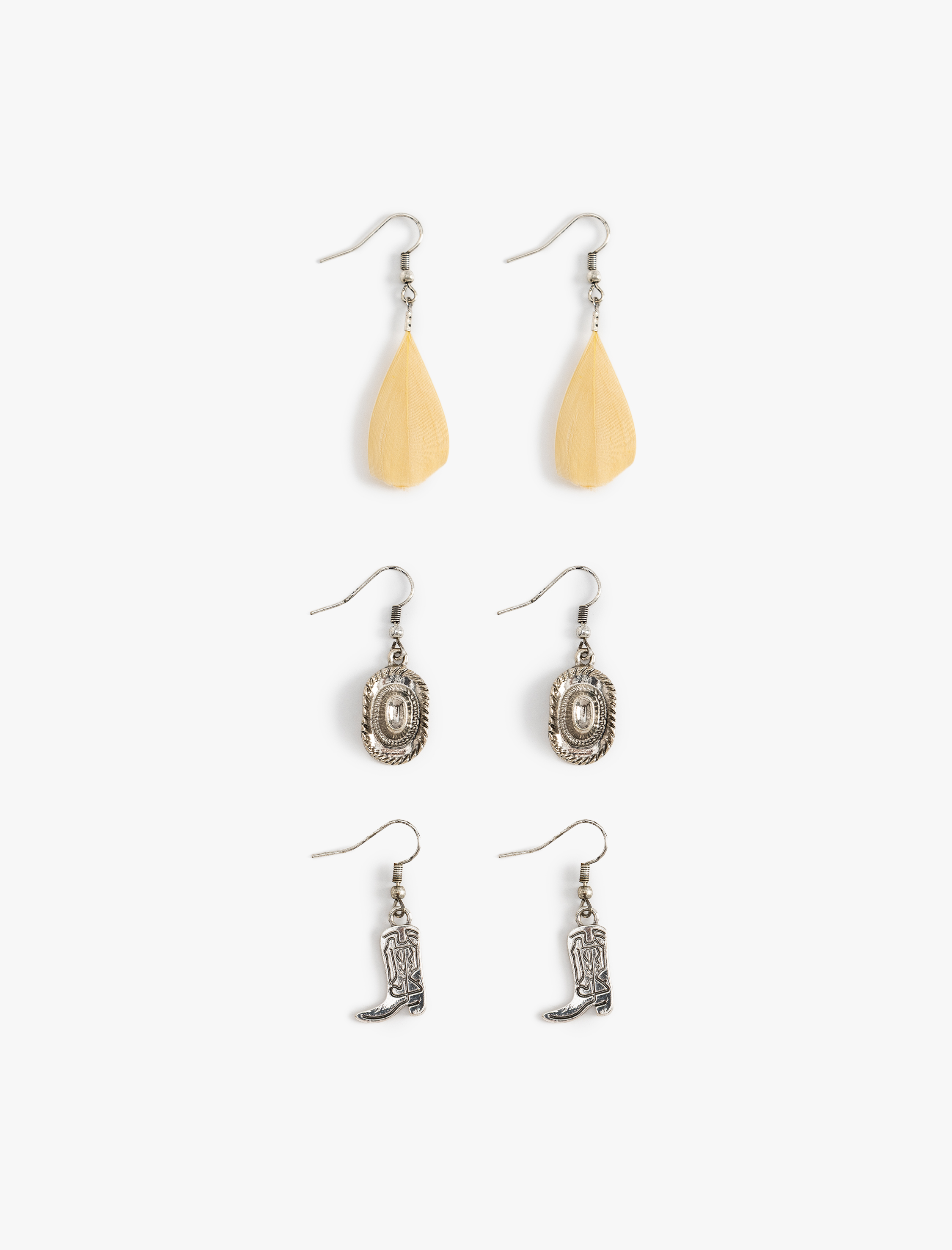  Kadın Küpe Seti Kovboy Temalı Tüy Detaylı