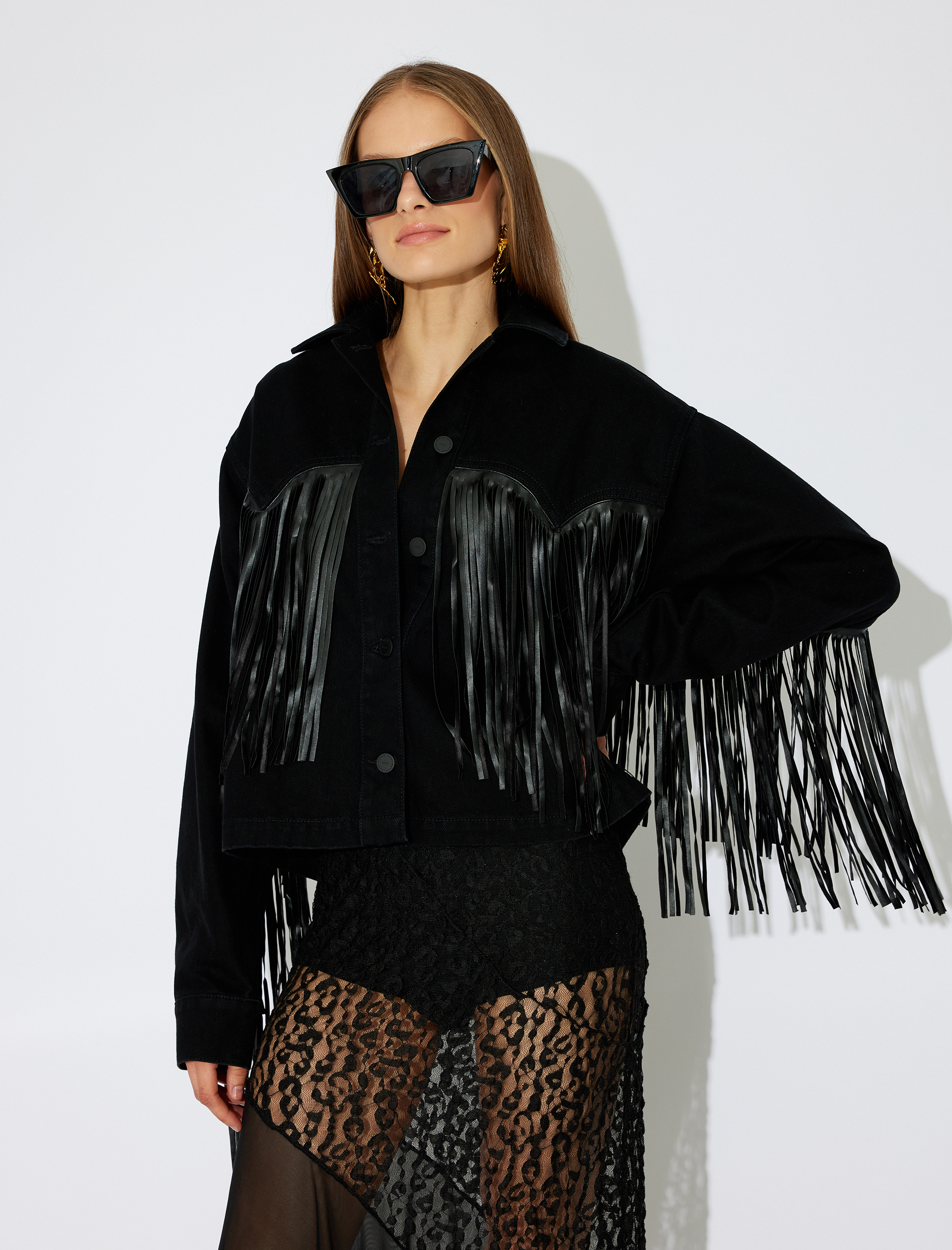 Koton X Zeynep Bastık - Oversize Püsküllü Kot Ceket