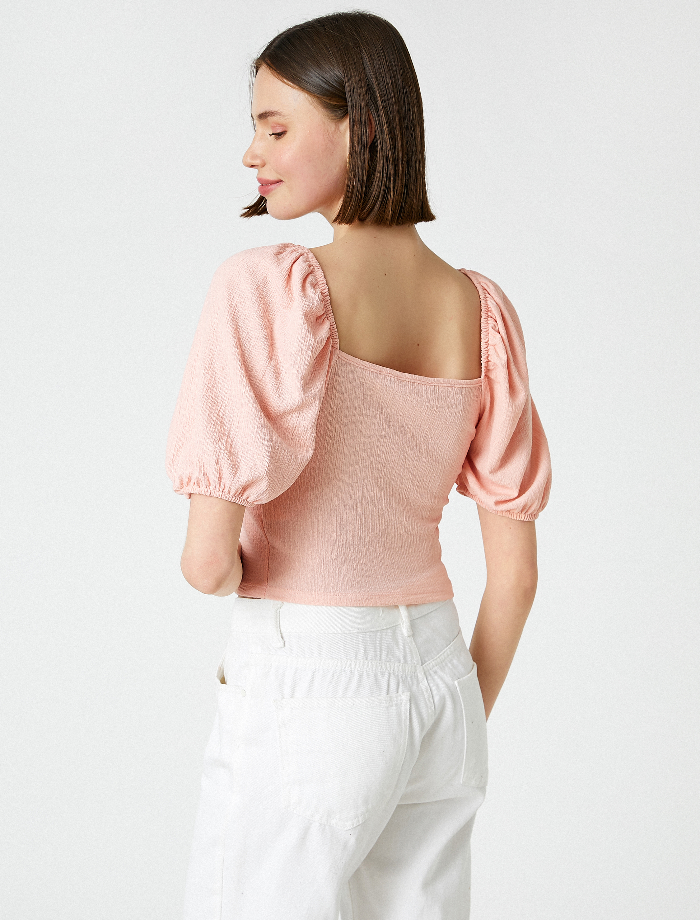   Balon Kollu Büzgülü Bluz