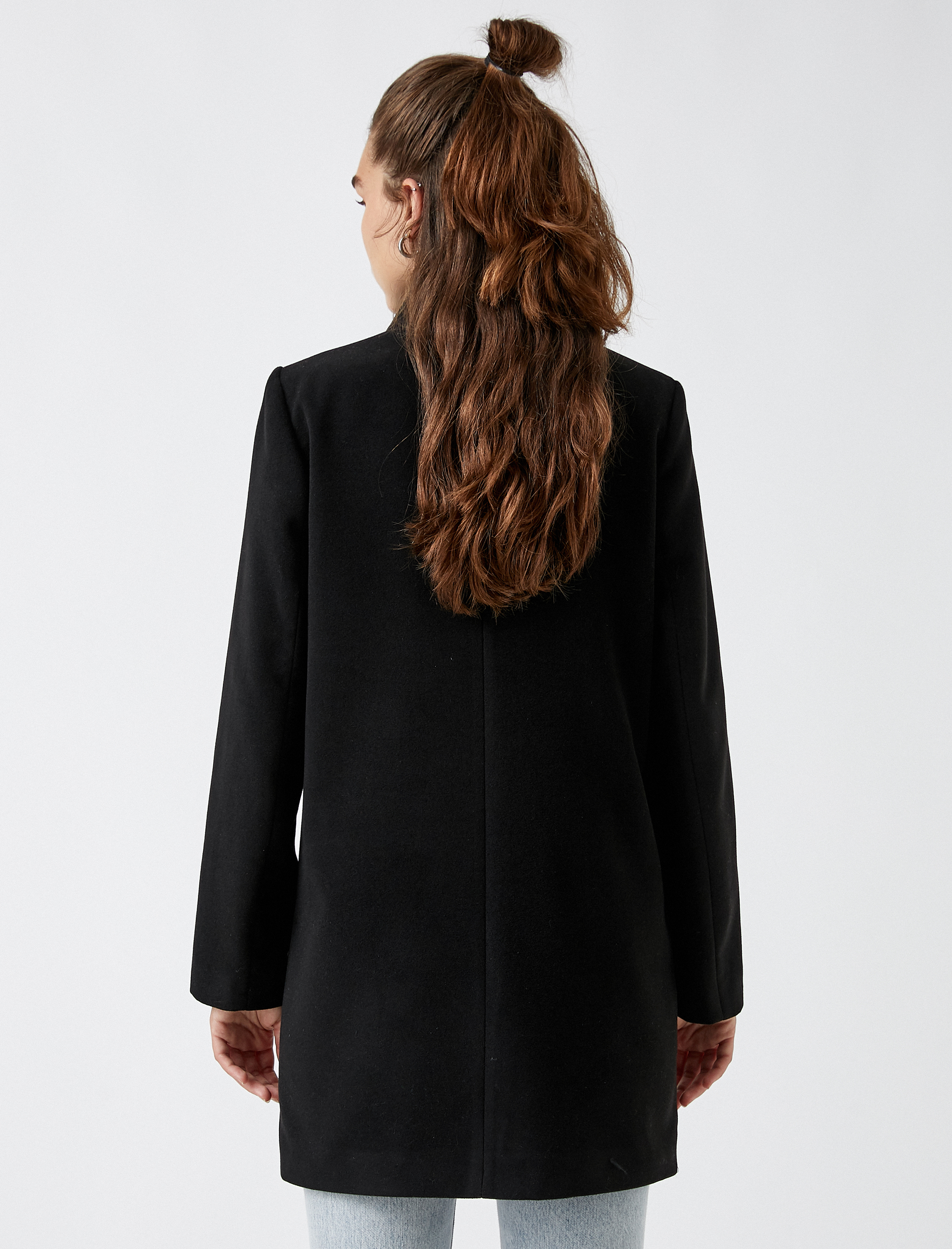   Fermuarlı Cepli Kaşe Kaban