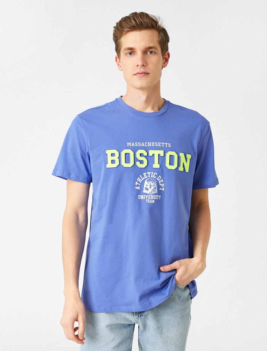   Boston Baskılı Tişört
