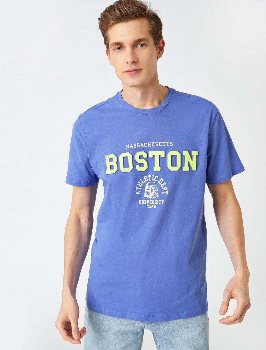   Boston Baskılı Tişört