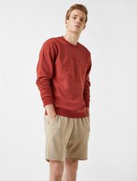 Baskılı Sweatshirt Bisiklet Yaka