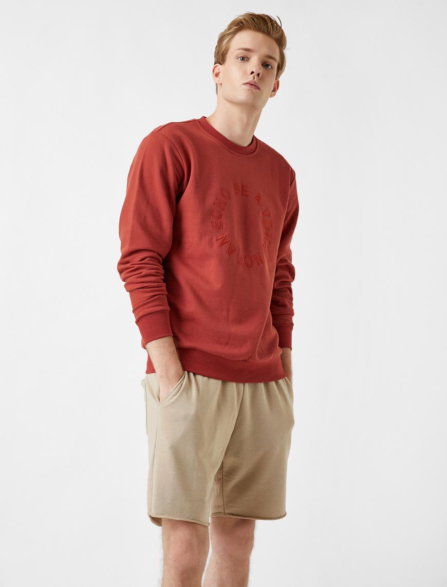   Baskılı Sweatshirt Bisiklet Yaka