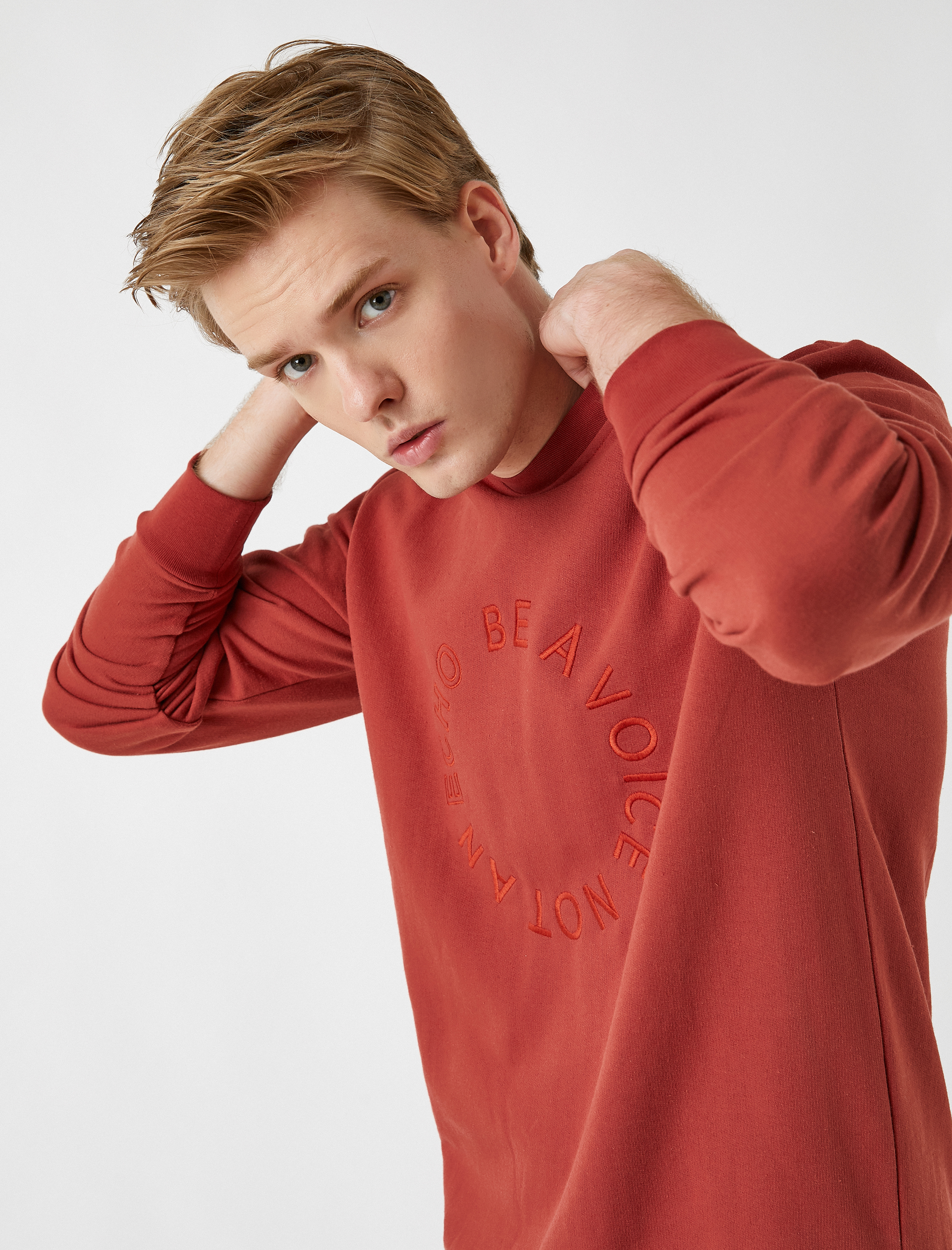   Baskılı Sweatshirt Bisiklet Yaka