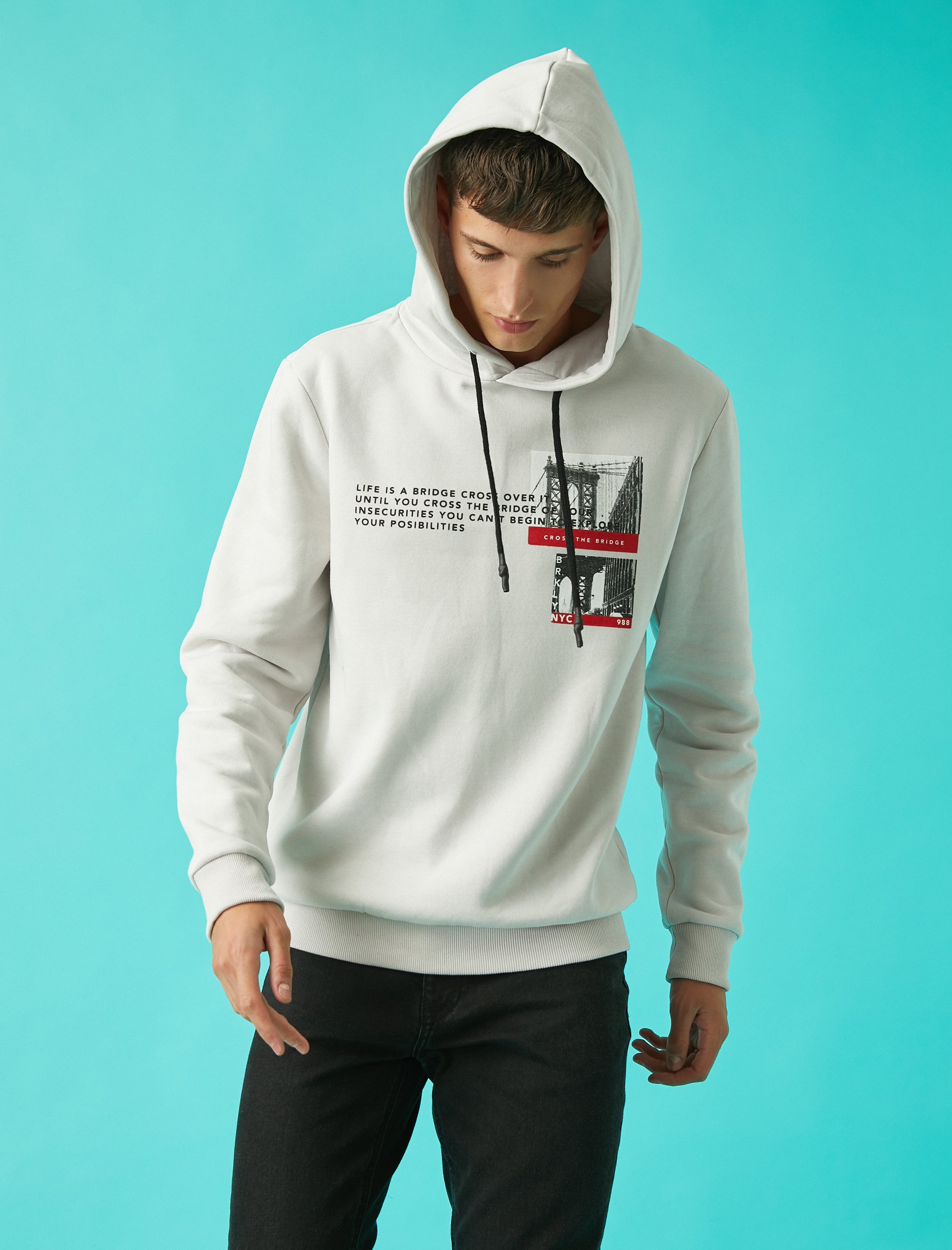   Kapüşonlu Sweatshirt Baskılı