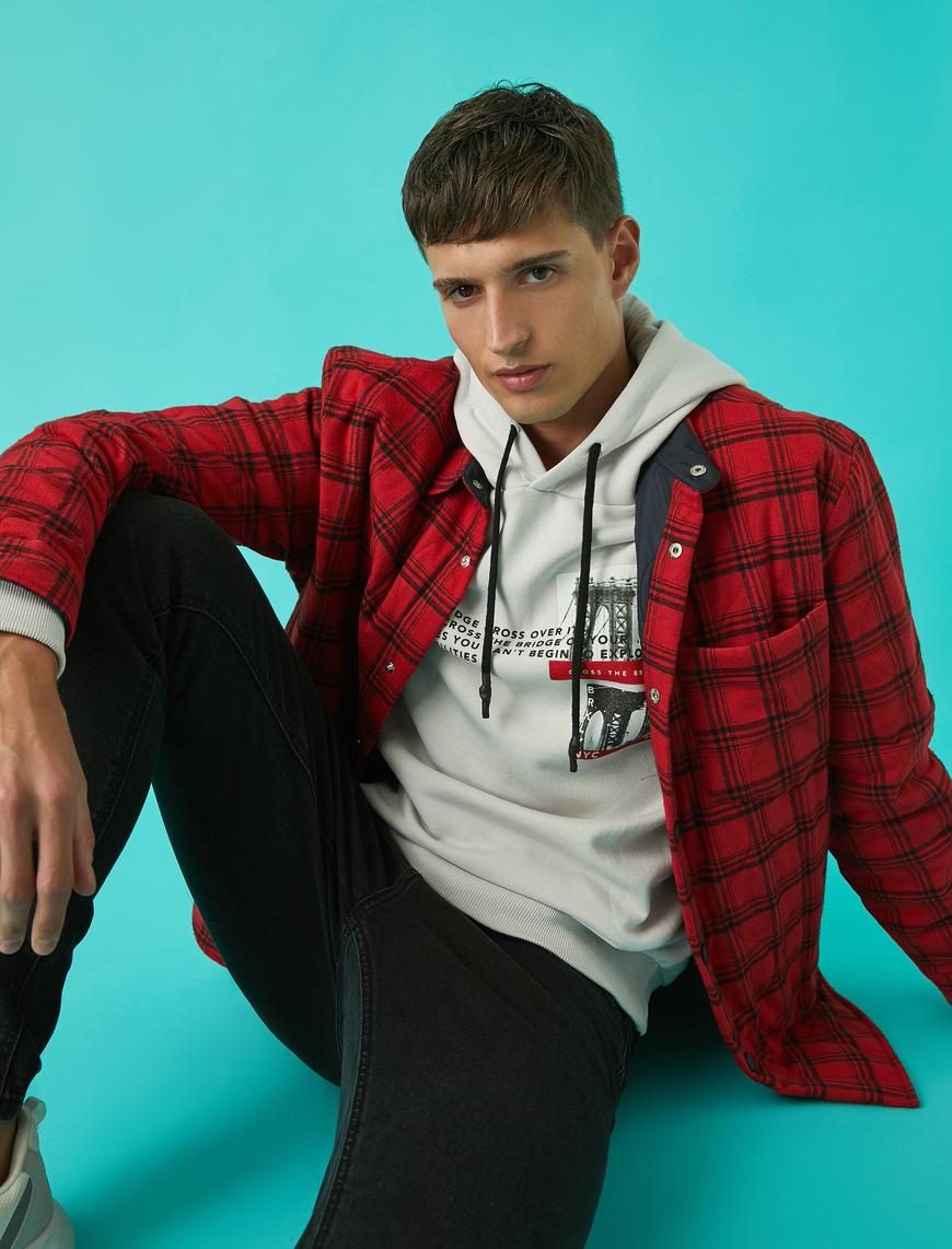   Kapüşonlu Sweatshirt Baskılı