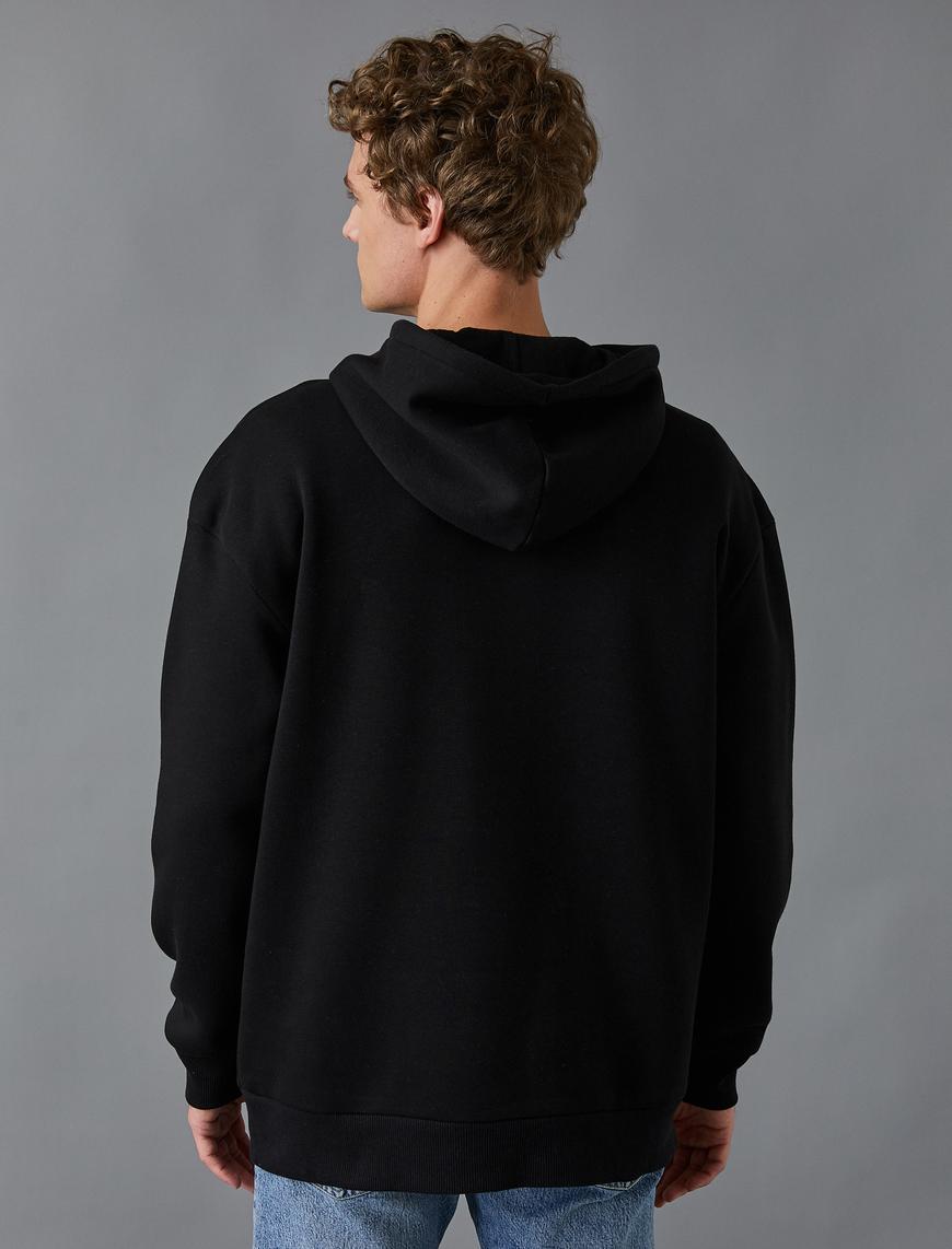   Baskılı Oversize Kapşonlu Sweatshirt