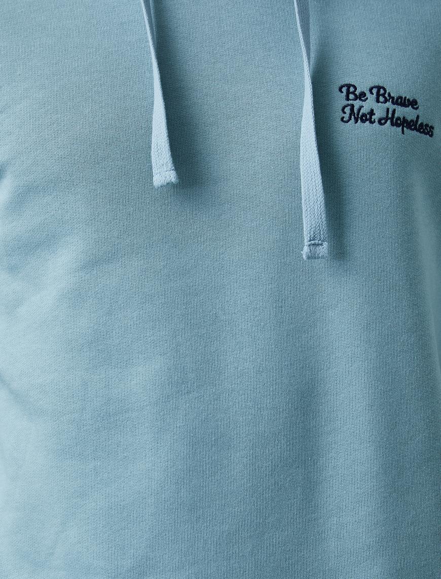   Yazılı Nakışlı Sweatshirt Pamuklu