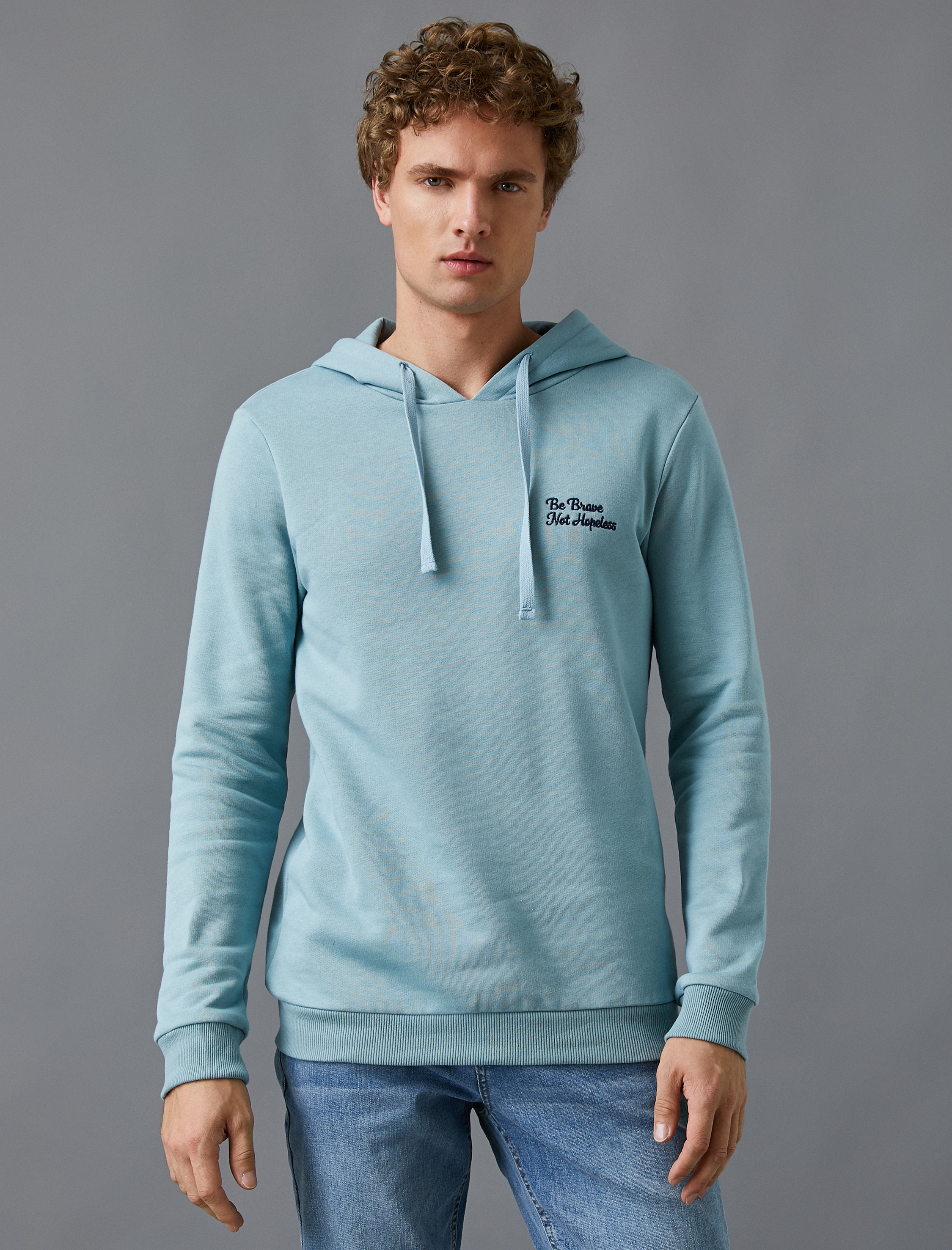   Yazılı Nakışlı Sweatshirt Pamuklu