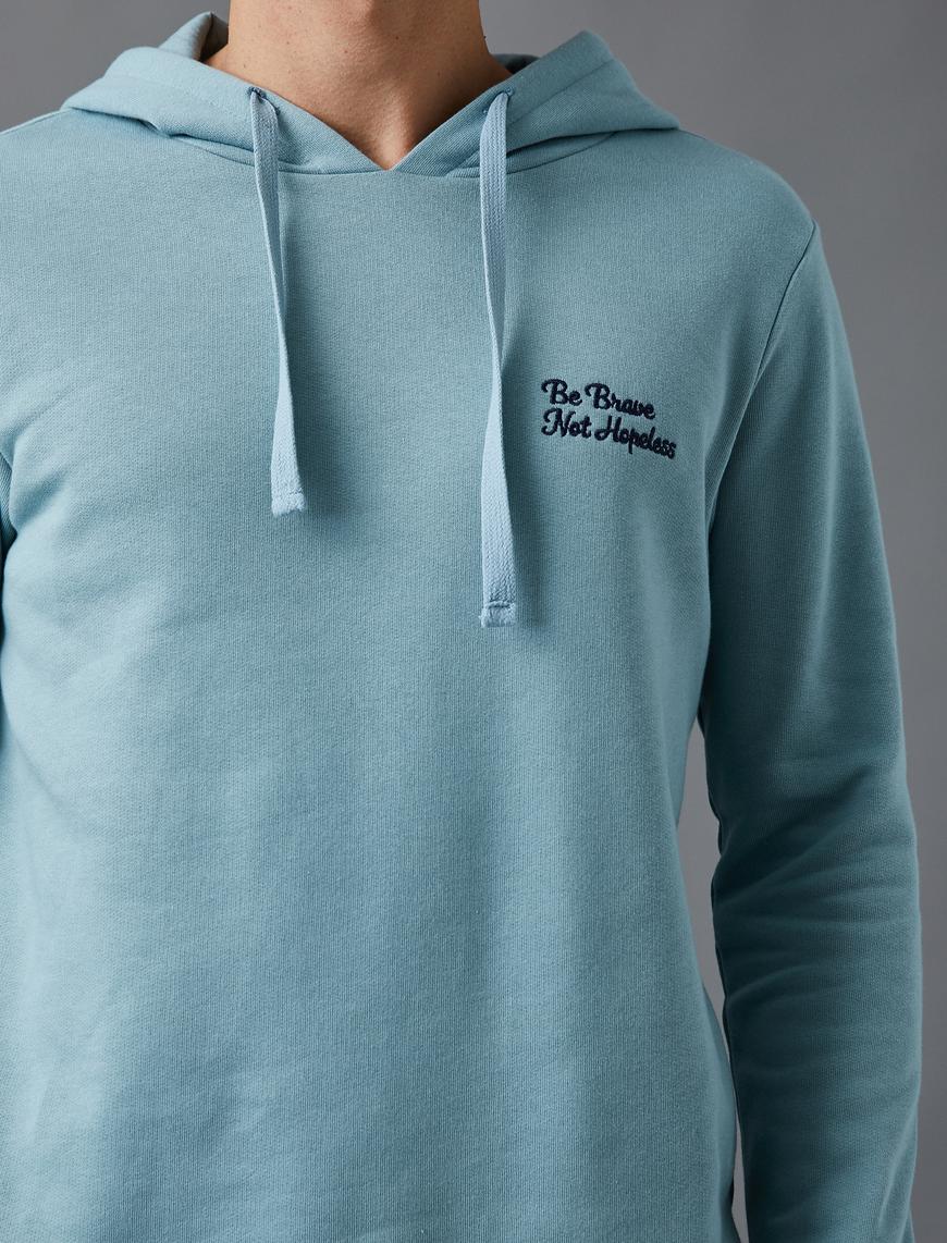   Yazılı Nakışlı Sweatshirt Pamuklu