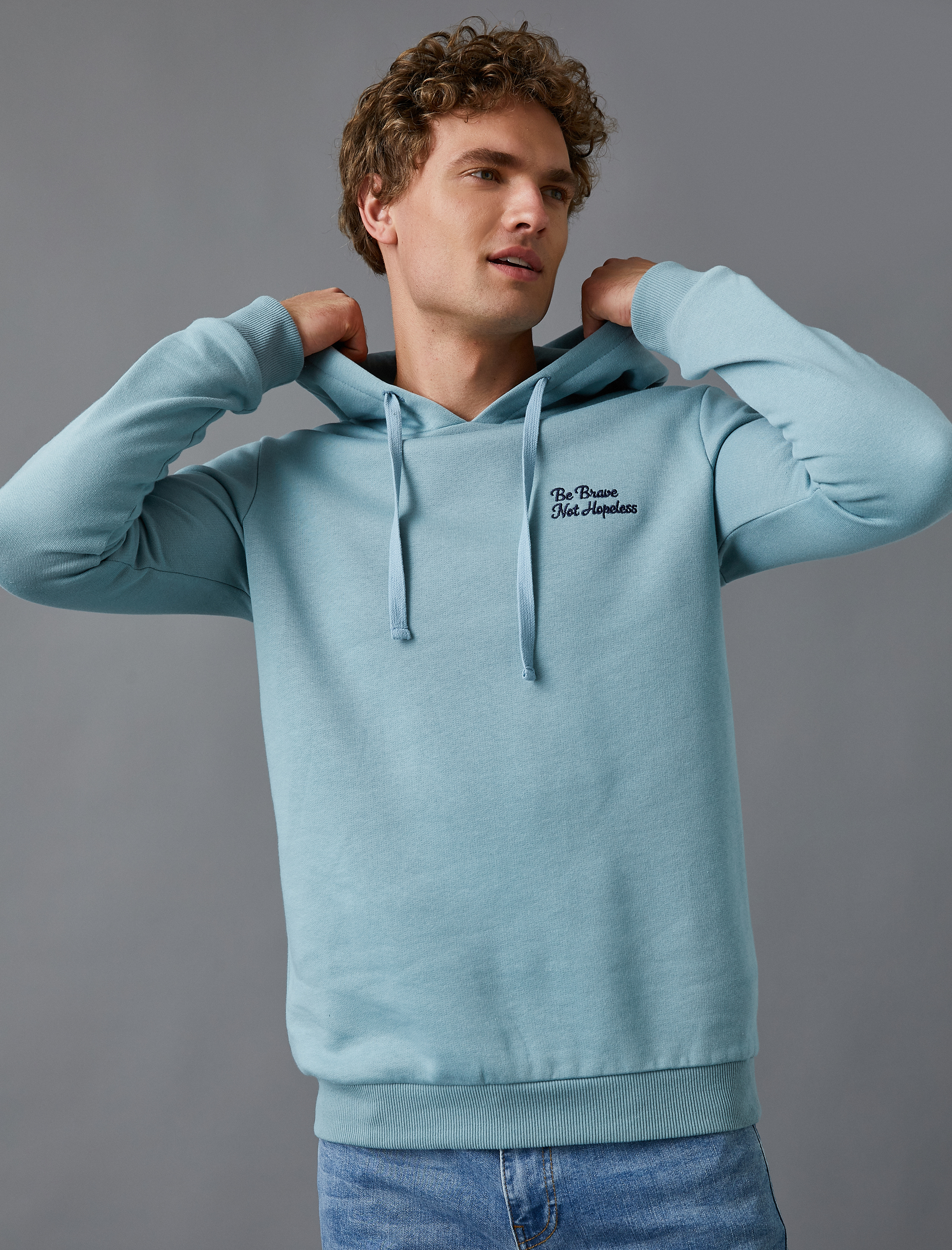   Yazılı Nakışlı Sweatshirt Pamuklu
