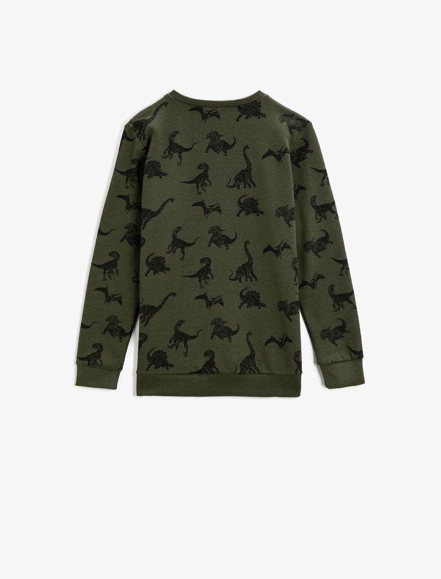  Erkek Çocuk Baskılı Sweatshirt Pamuklu Bisiklet Yaka