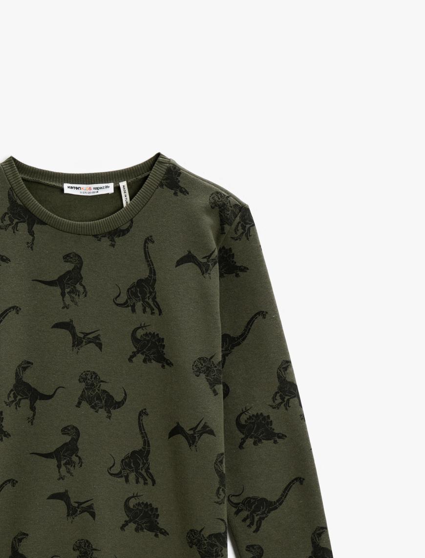  Erkek Çocuk Baskılı Sweatshirt Pamuklu Bisiklet Yaka