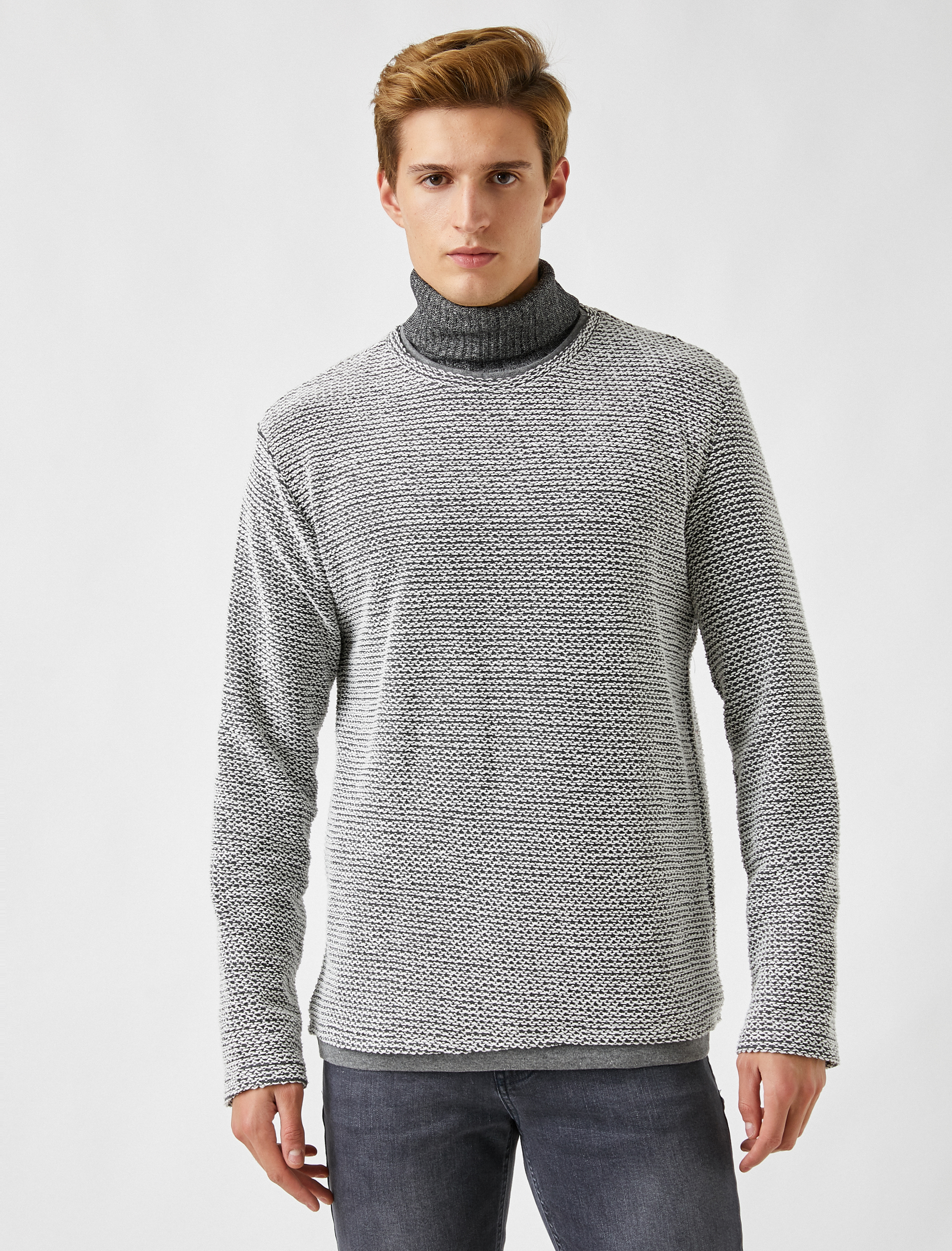   Dar Kesim Bisiklet Yaka Kazak