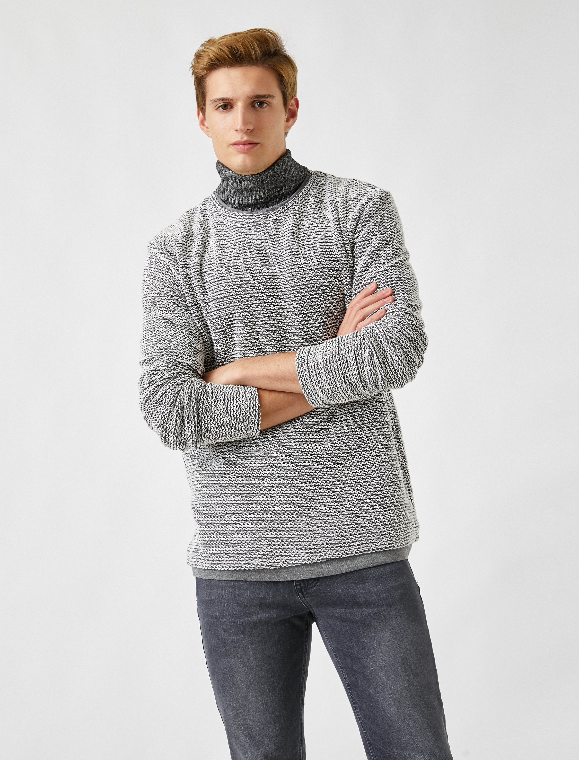   Dar Kesim Bisiklet Yaka Kazak