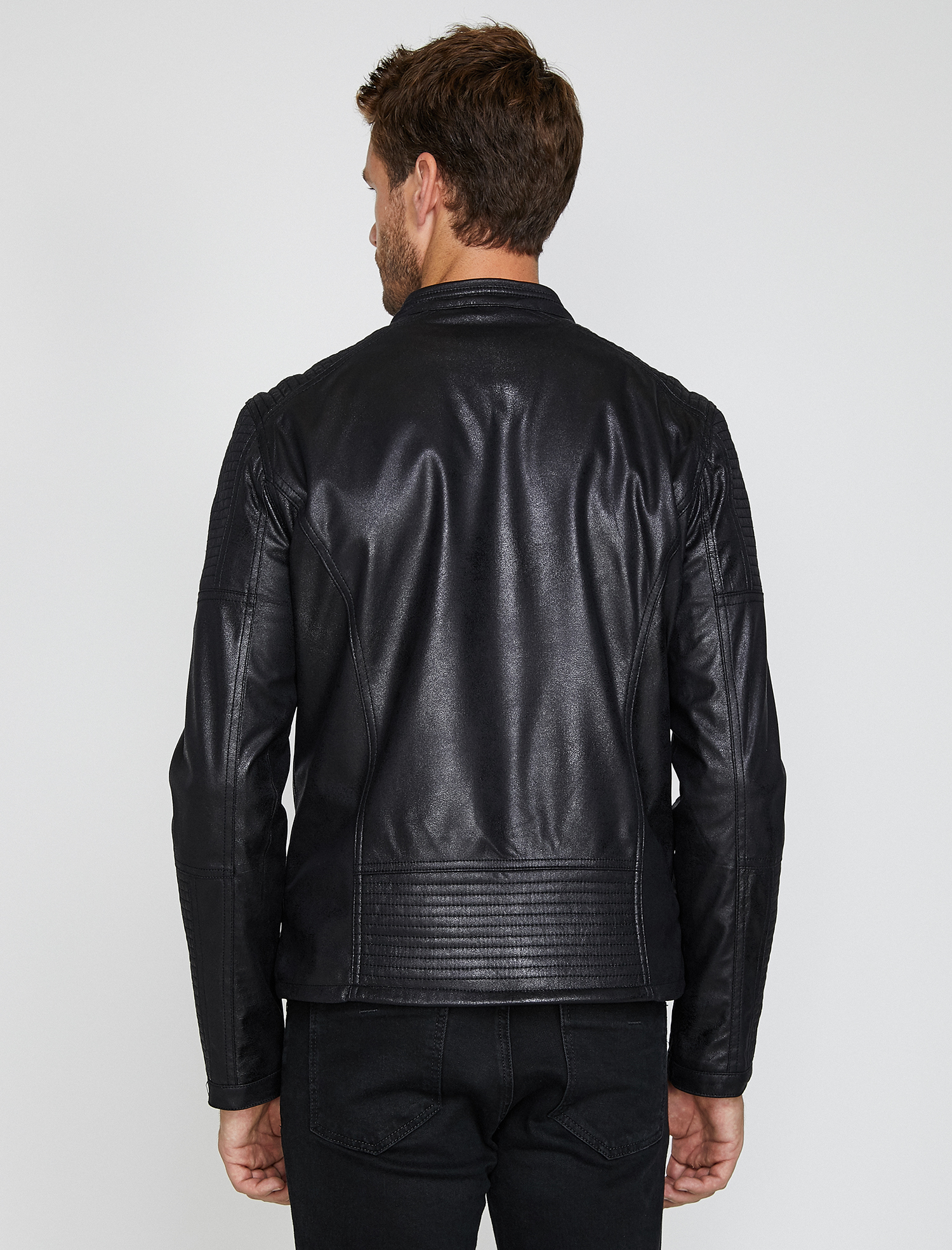   Deri Görünümlü Mont