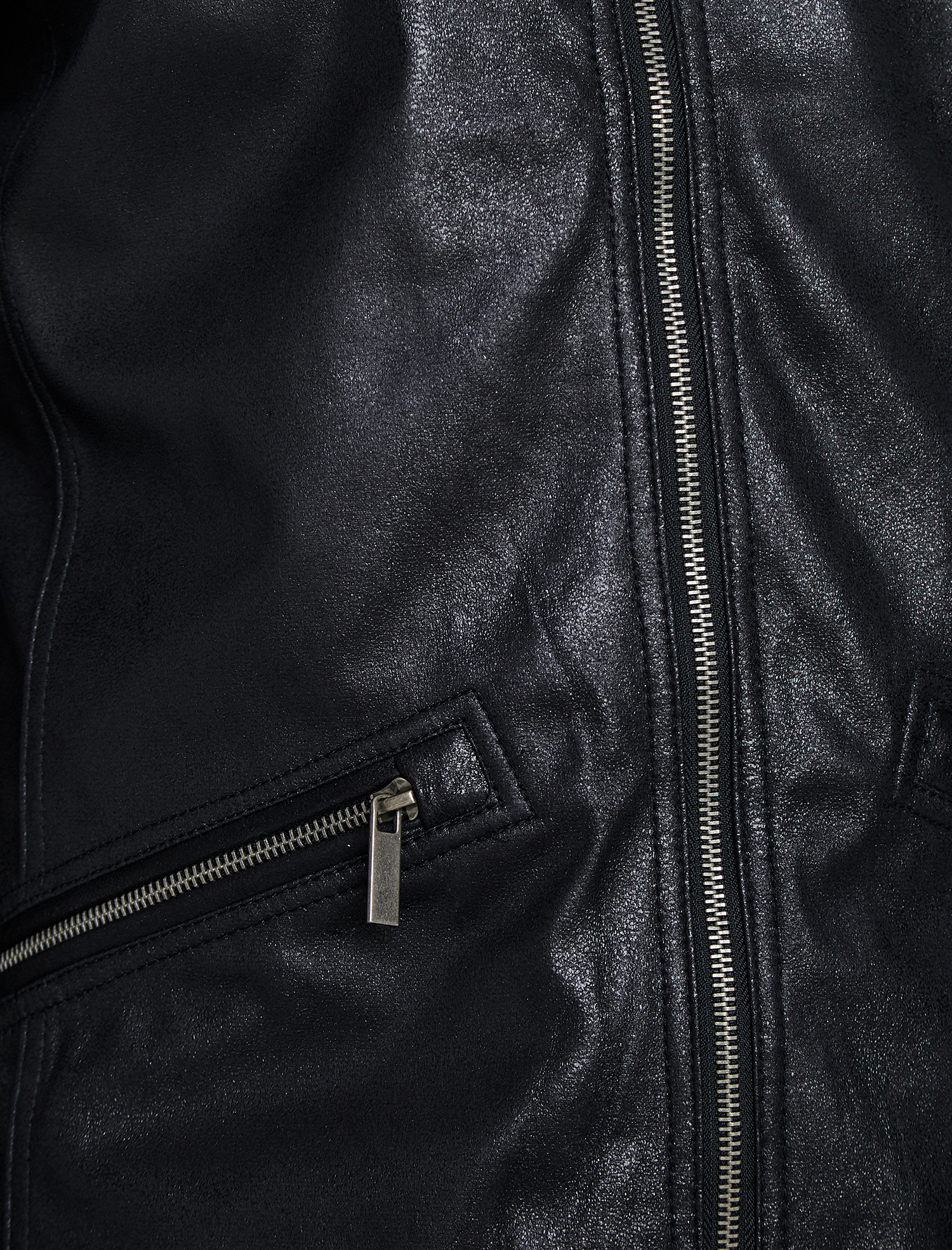   Deri Görünümlü Mont