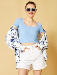 Kısa Kollu Tişört Ribanalı