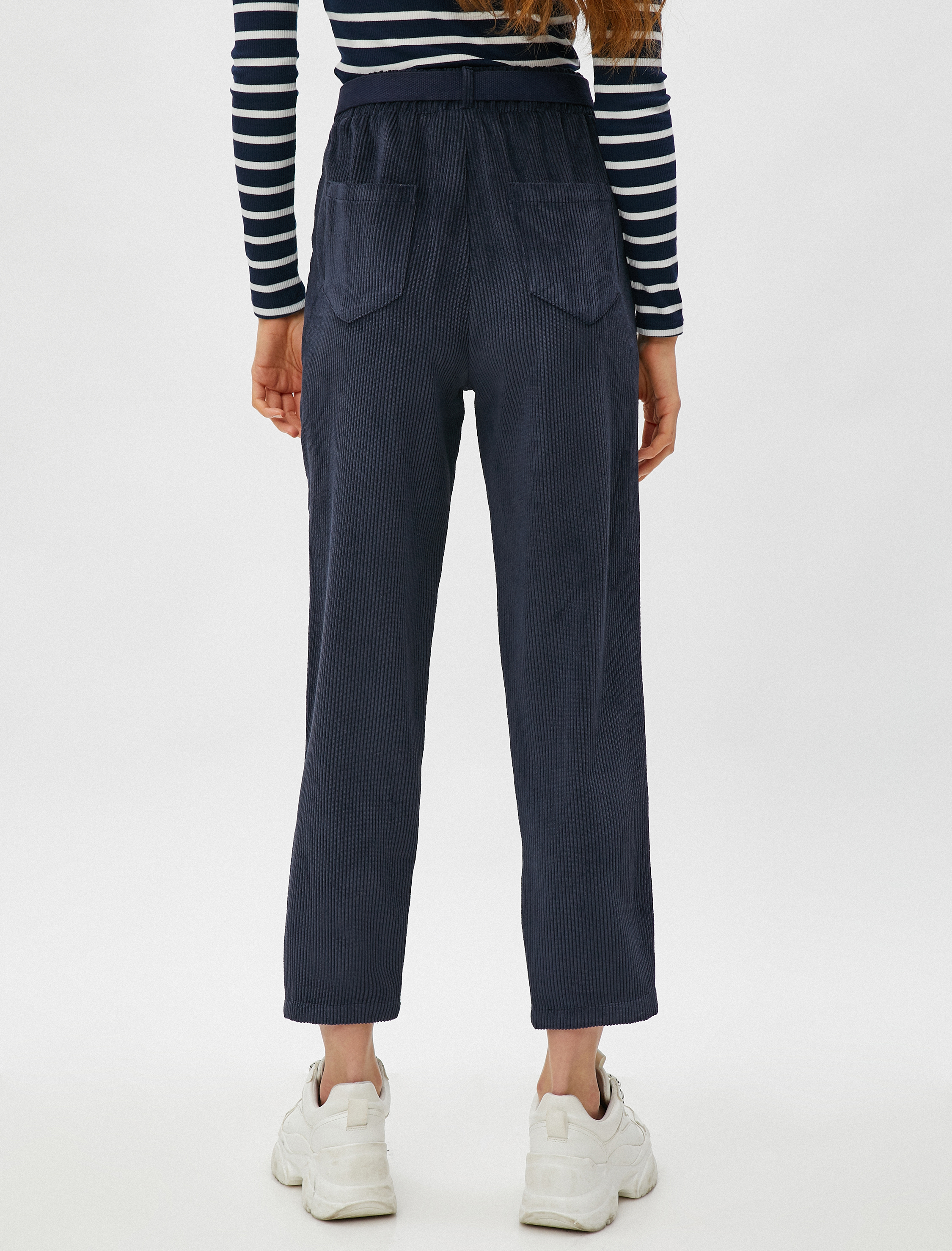   Fitilli Kadife Pantolon Kemerli