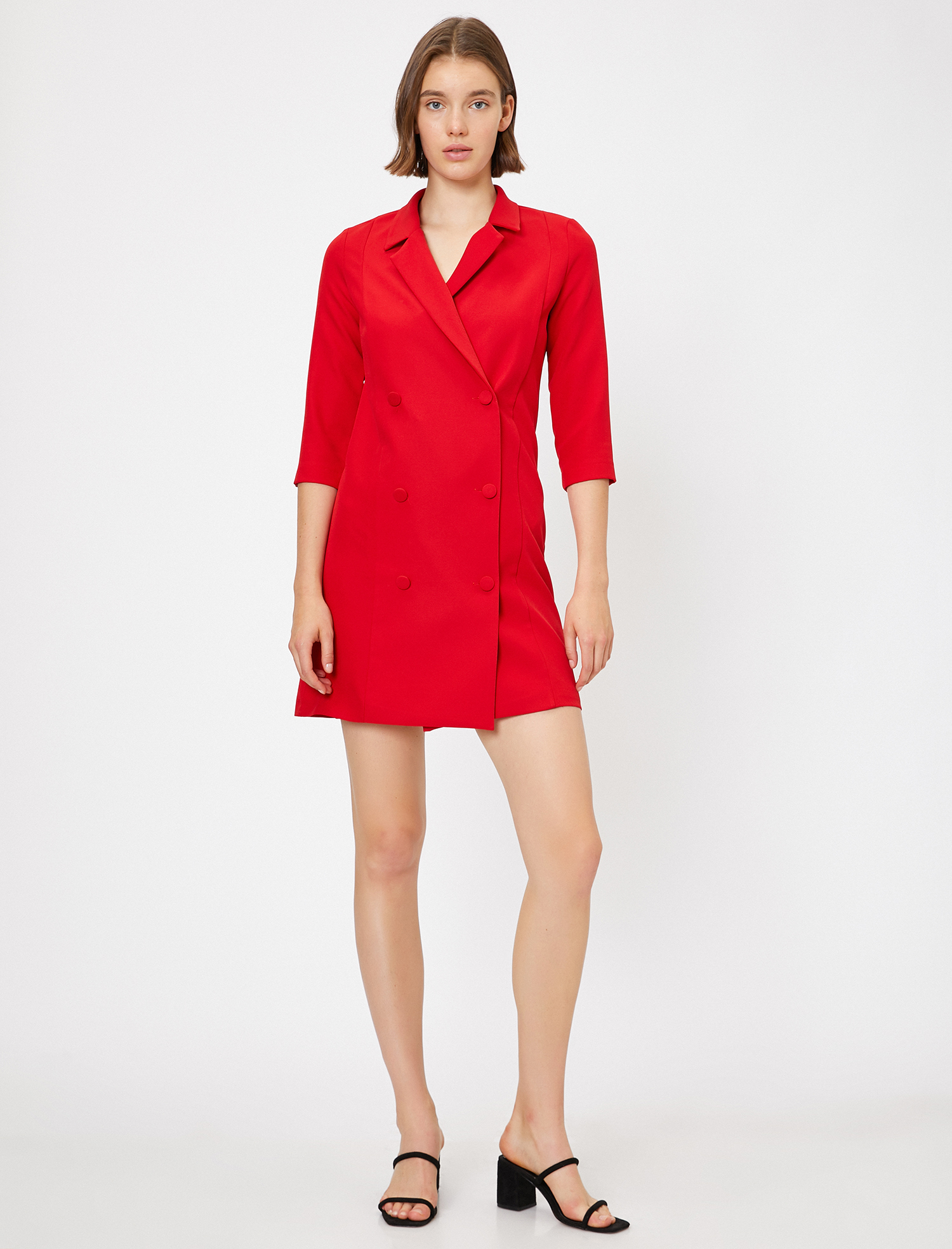   Düğme Detaylı Elbise