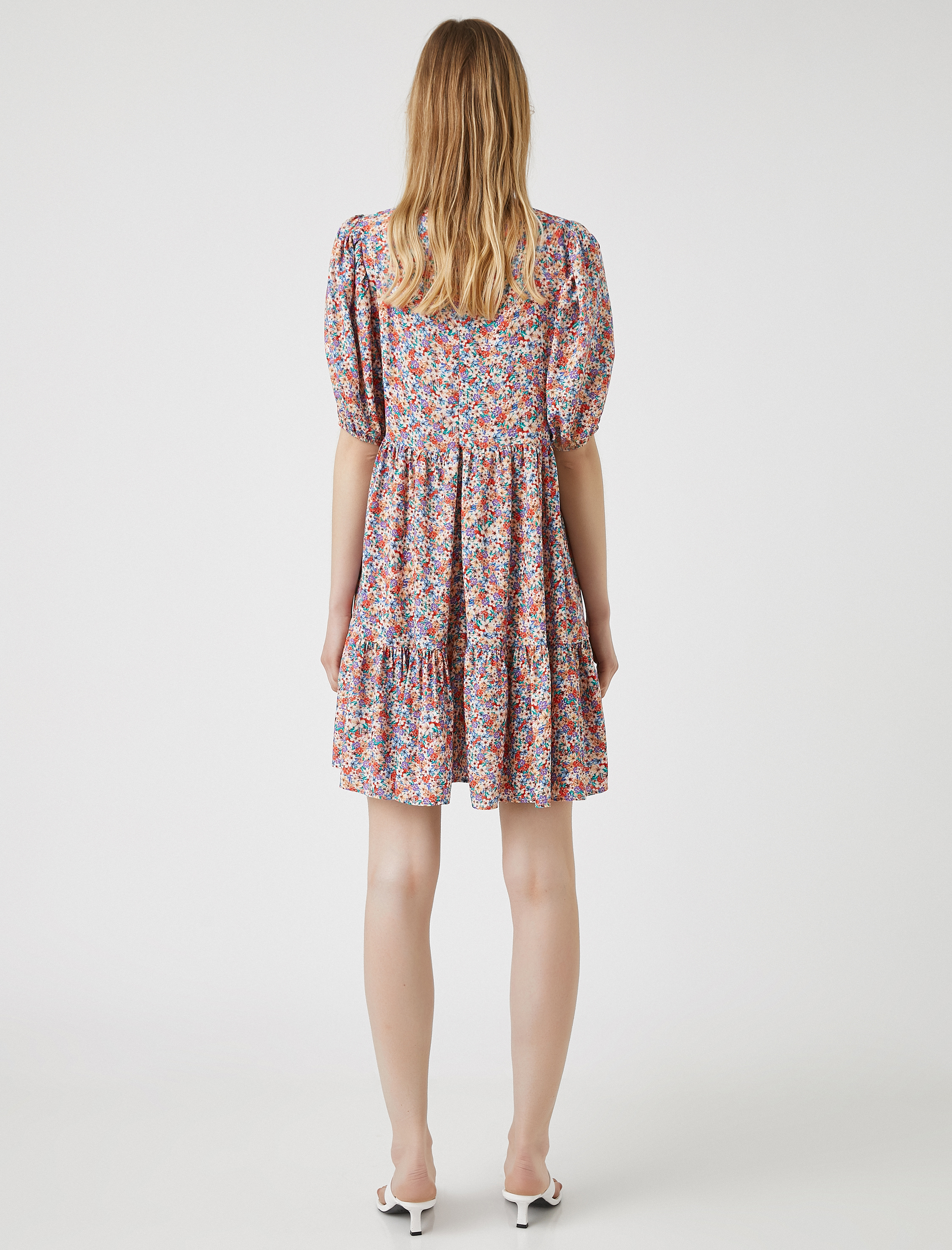   Çiçekli Yazlık Elbise Kısa Kollu