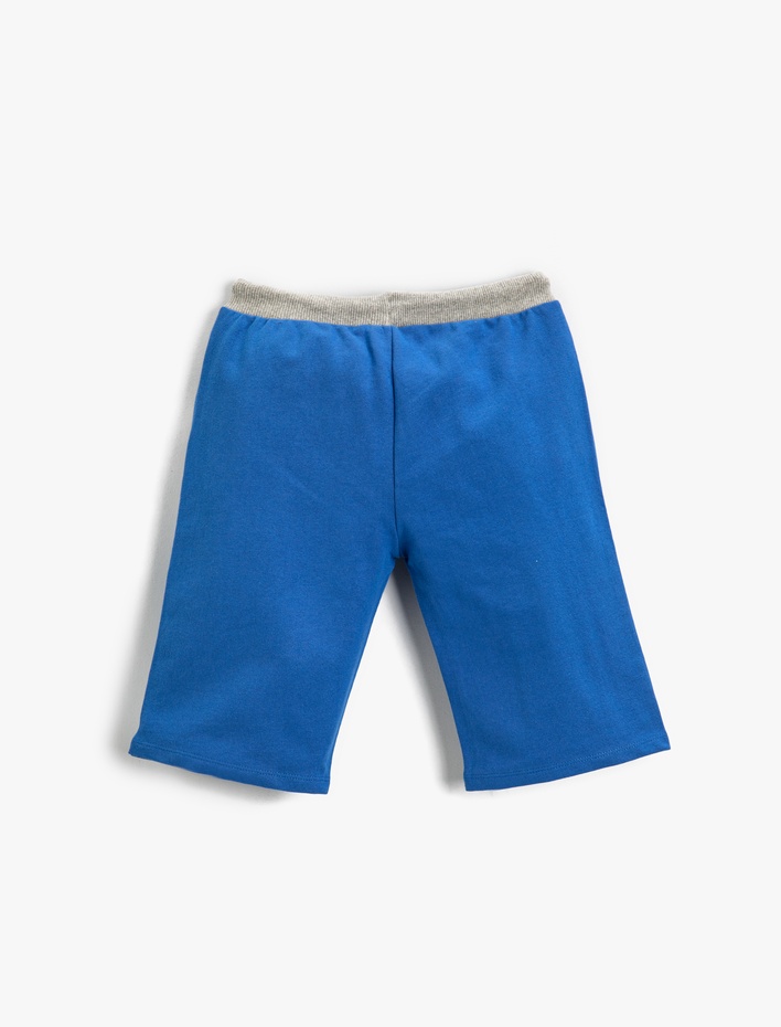 Erkek Çocuk Slogan Baskılı Şort Pamuklu Beli Bağcıklı