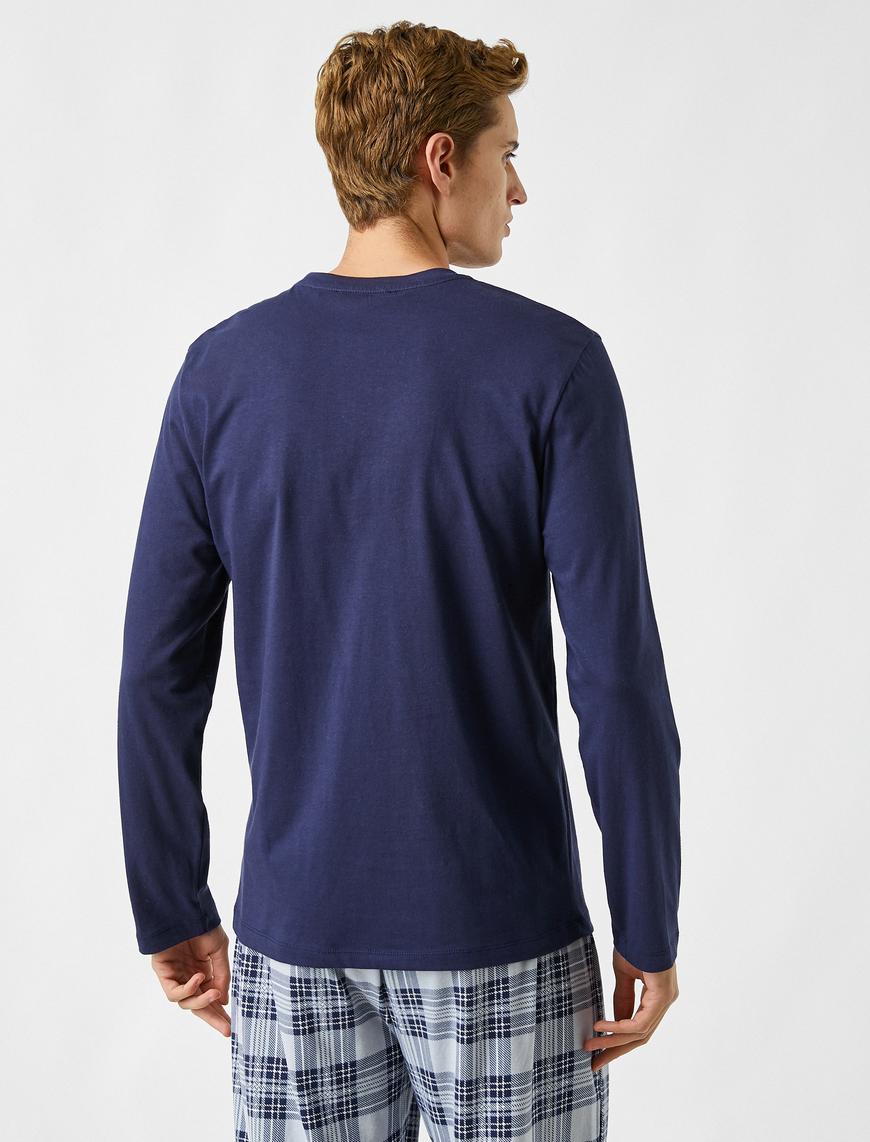  Pamuklu Yakası Düğmeli Pijama Üstü