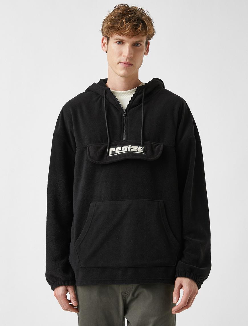   Oversize Polar Kapşonlu Sweatshirt