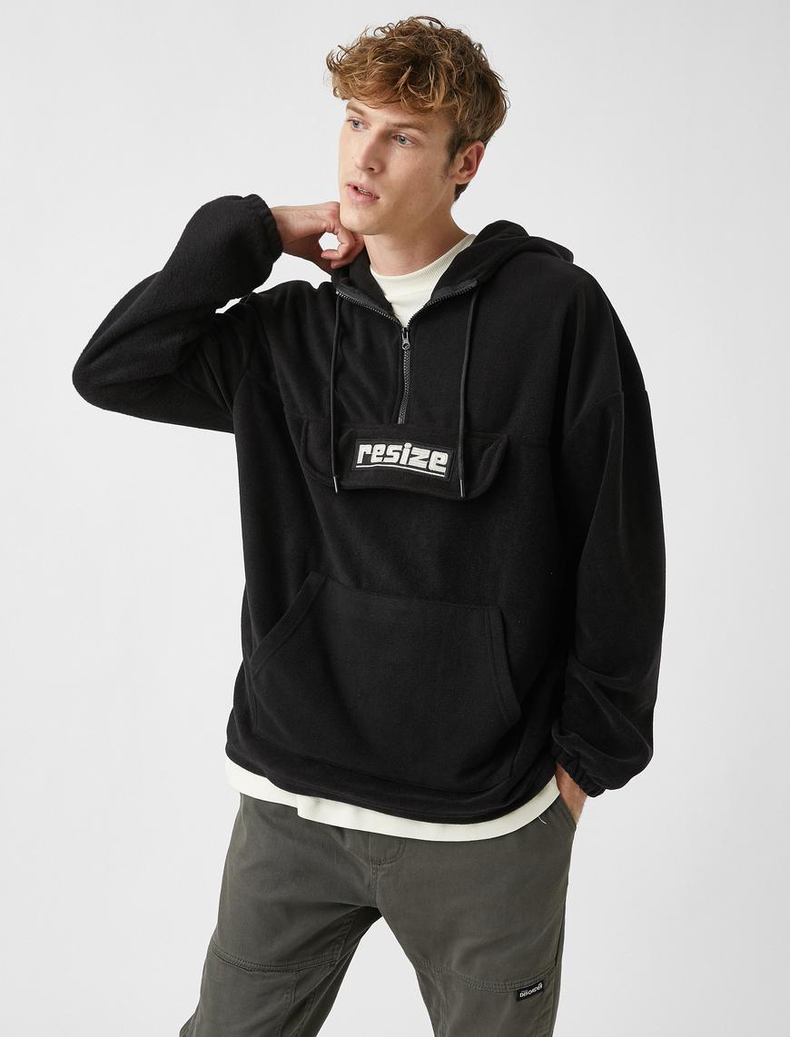   Oversize Polar Kapşonlu Sweatshirt