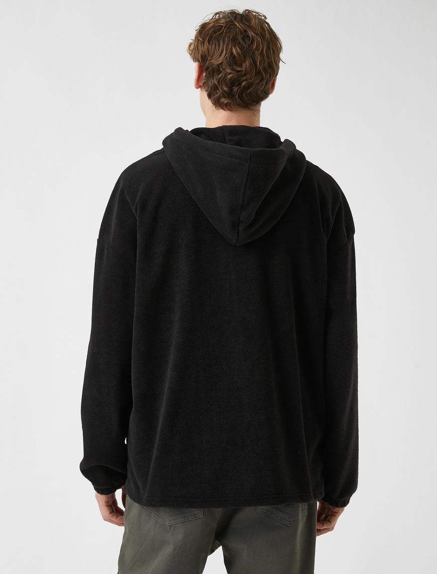   Oversize Polar Kapşonlu Sweatshirt