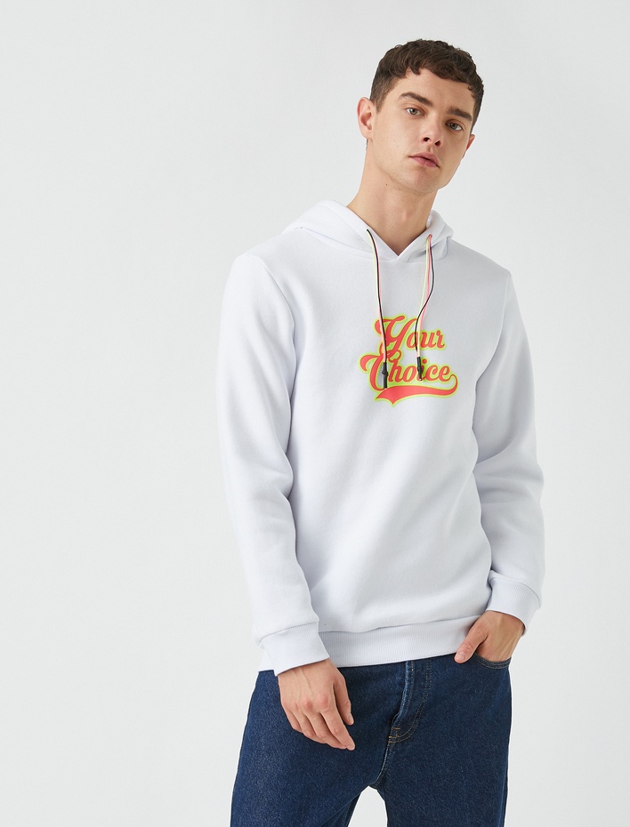  Baskılı Kapüşonlu Sweatshirt