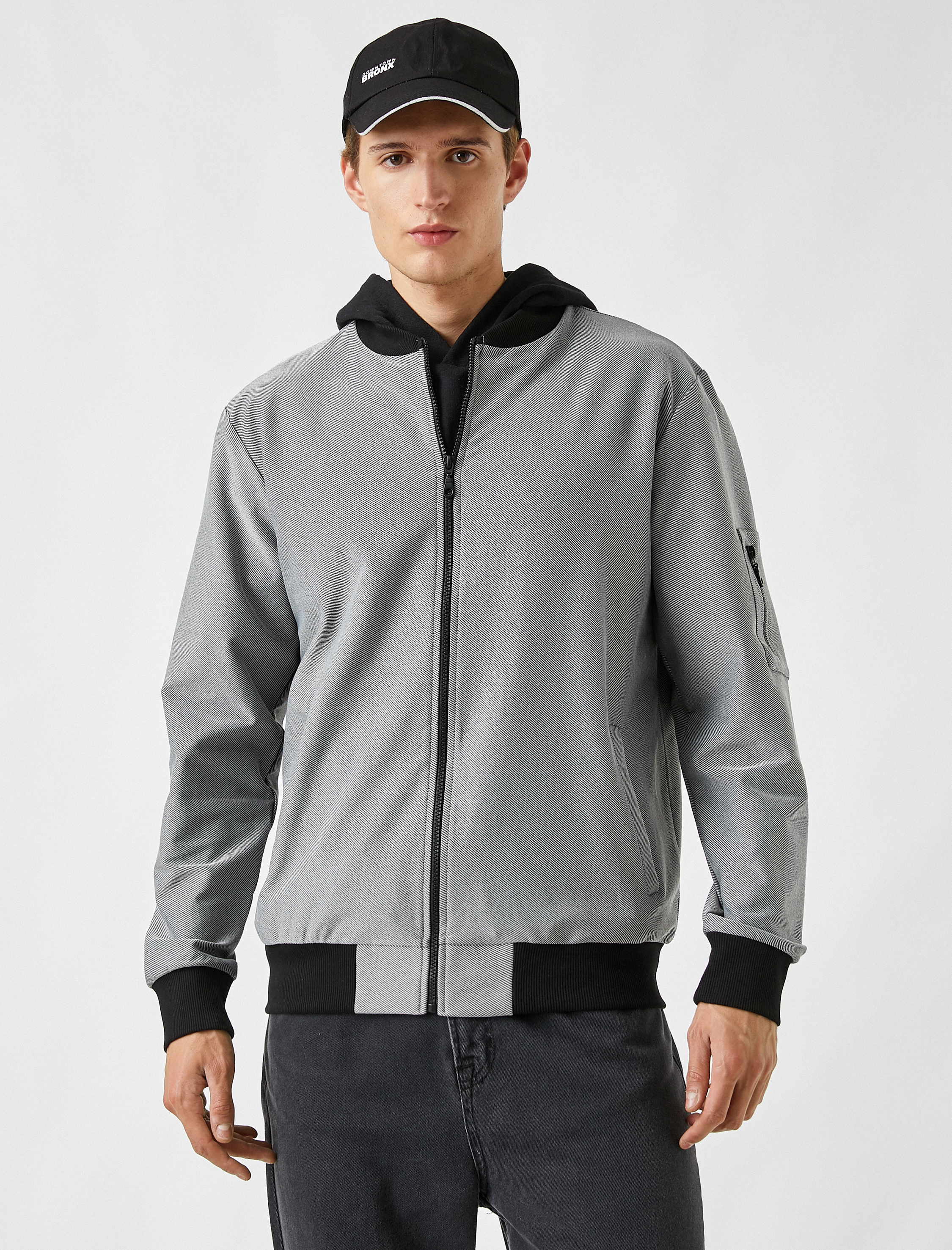   Fermuarlı Bomber Ceket Sweatshirt
