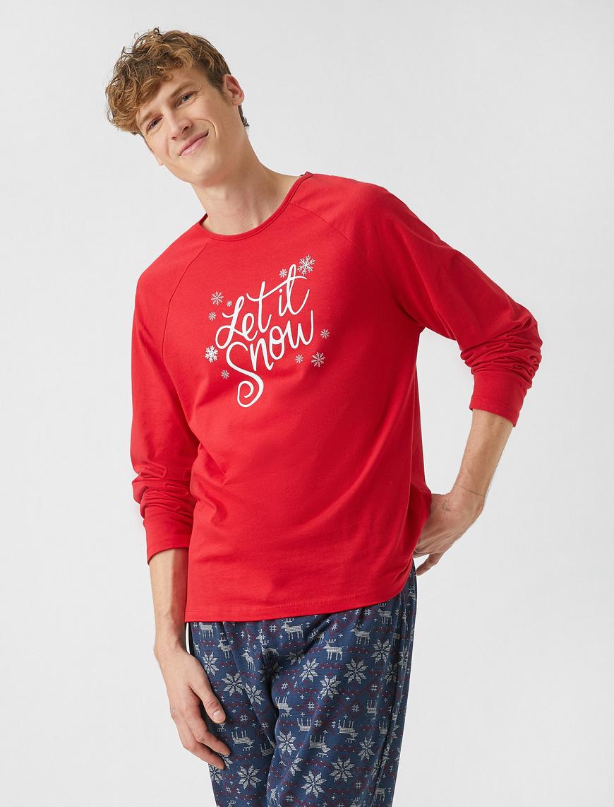   Yılbaşı Temalı Uzun Kollu Pijama Takımı