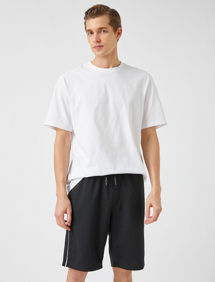  Şeritli Şort Beli Bağcıklı