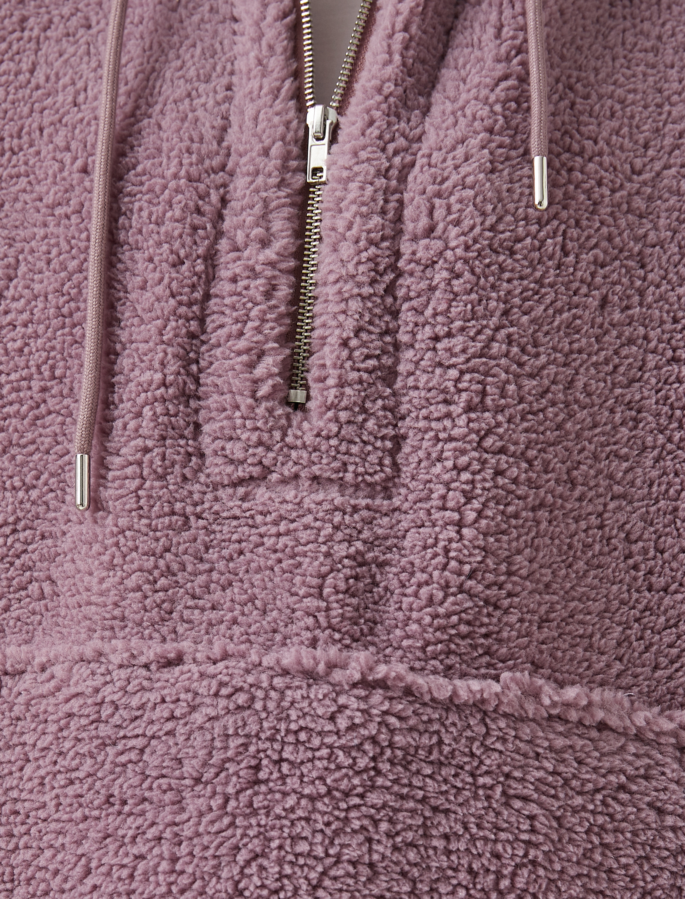   Fermuarlı Kanguru Cepli Pelüş Ceket