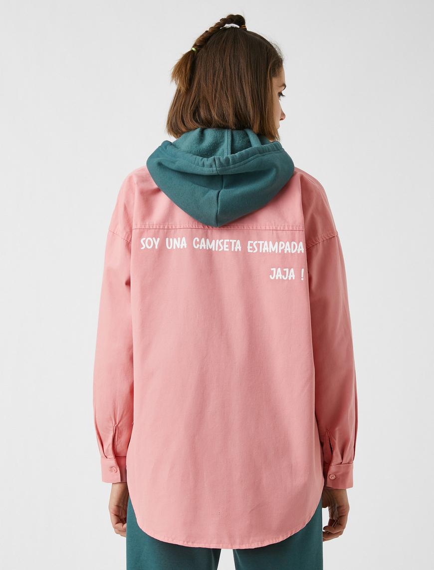   Pamuklu Sırtı Baskılı Oversize Gömlek