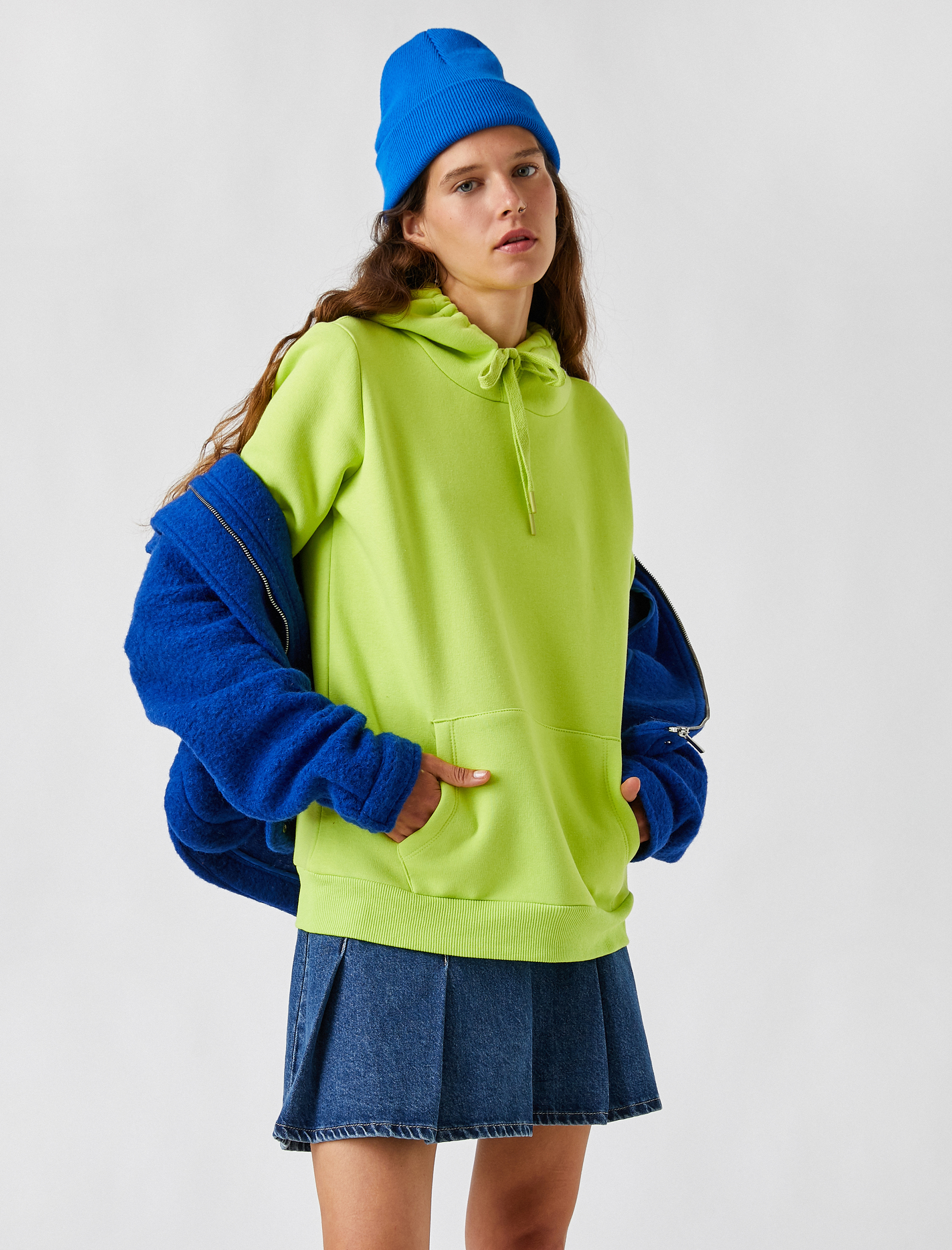   Kapüşonlu Kanguru Cepli Sweatshirt